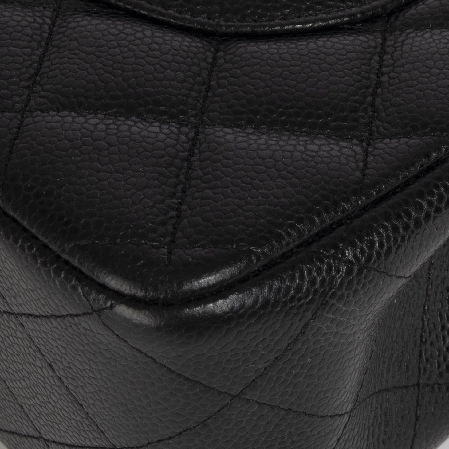 Chanel Black Caviar Classic Jumbo Double Flap Bag w/ Authenticity Card & Box