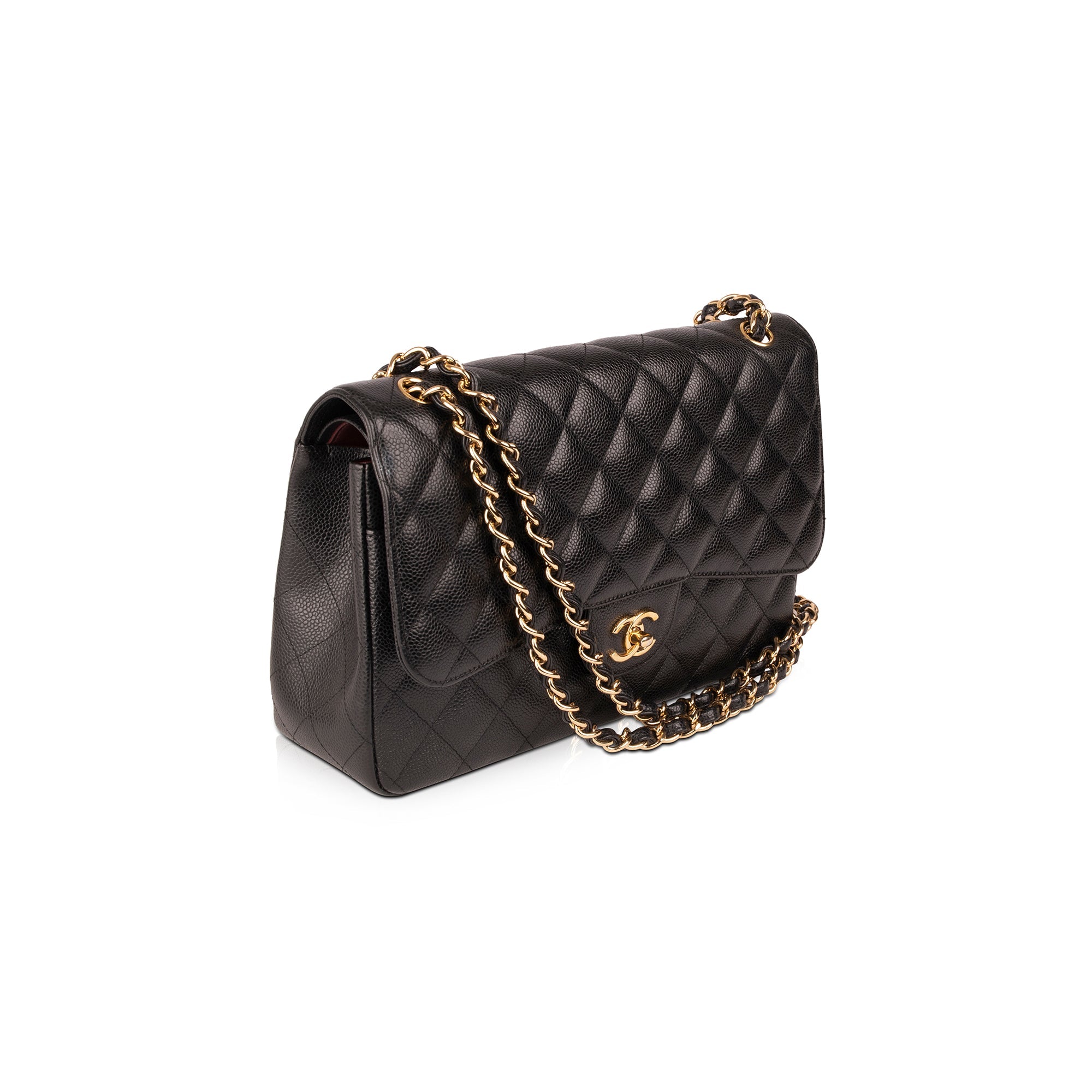 Chanel Black Caviar Classic Jumbo Double Flap Bag w/ Box & Authenticity Card