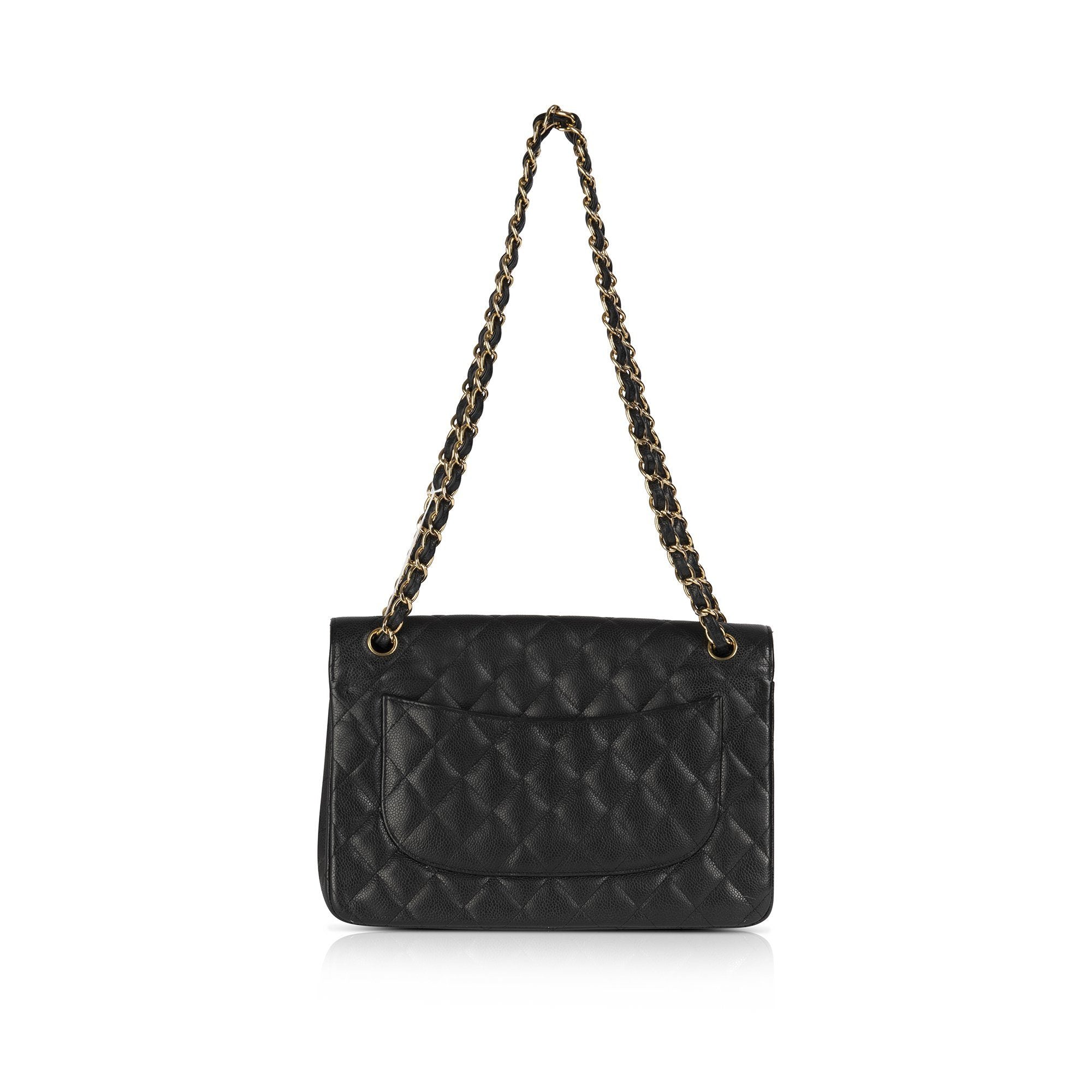 Chanel Black Caviar Classic Jumbo Double Flap Bag w/ Box & Authenticity Card