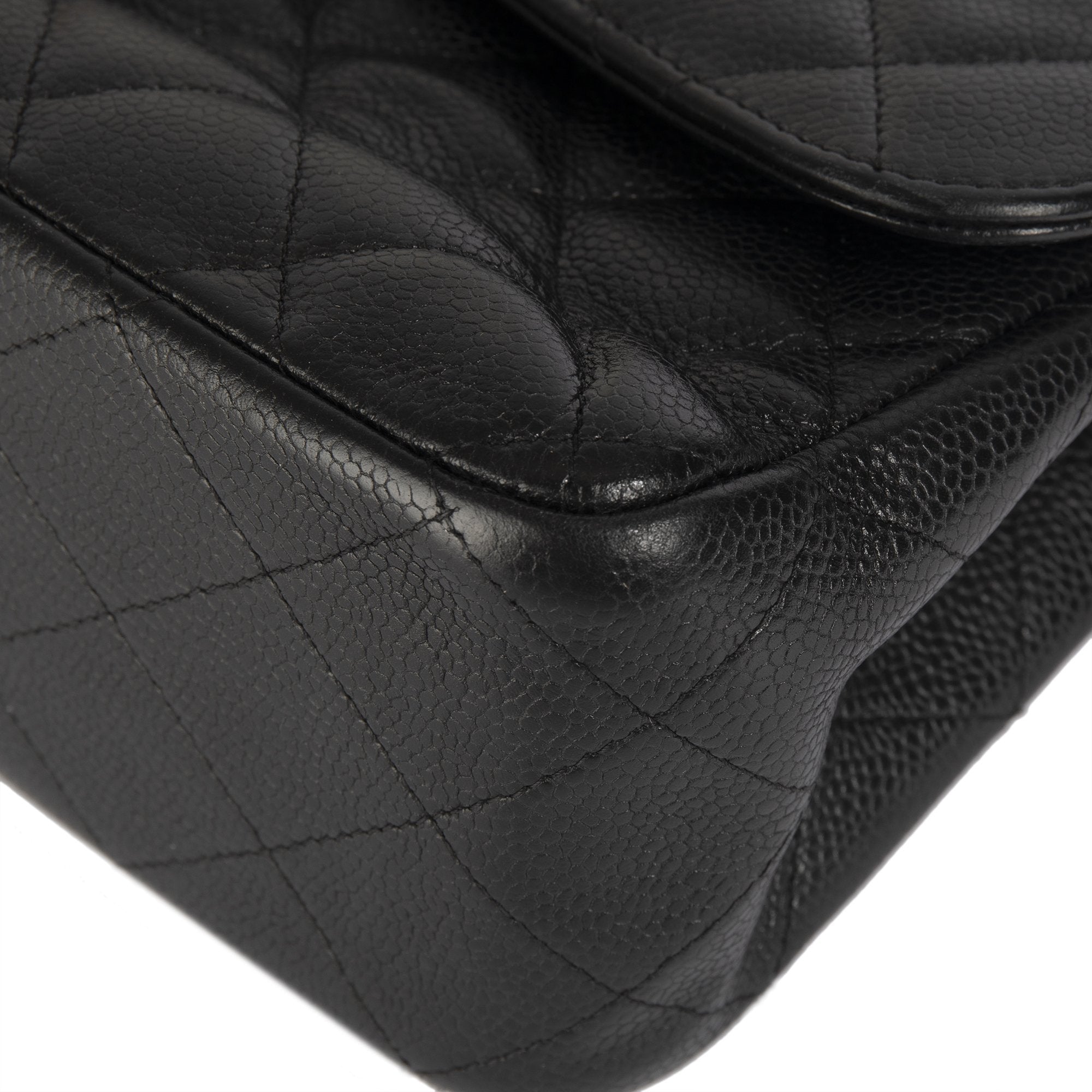 Chanel Black Caviar Classic Jumbo Double Flap Bag w/ Box & Authenticity Card