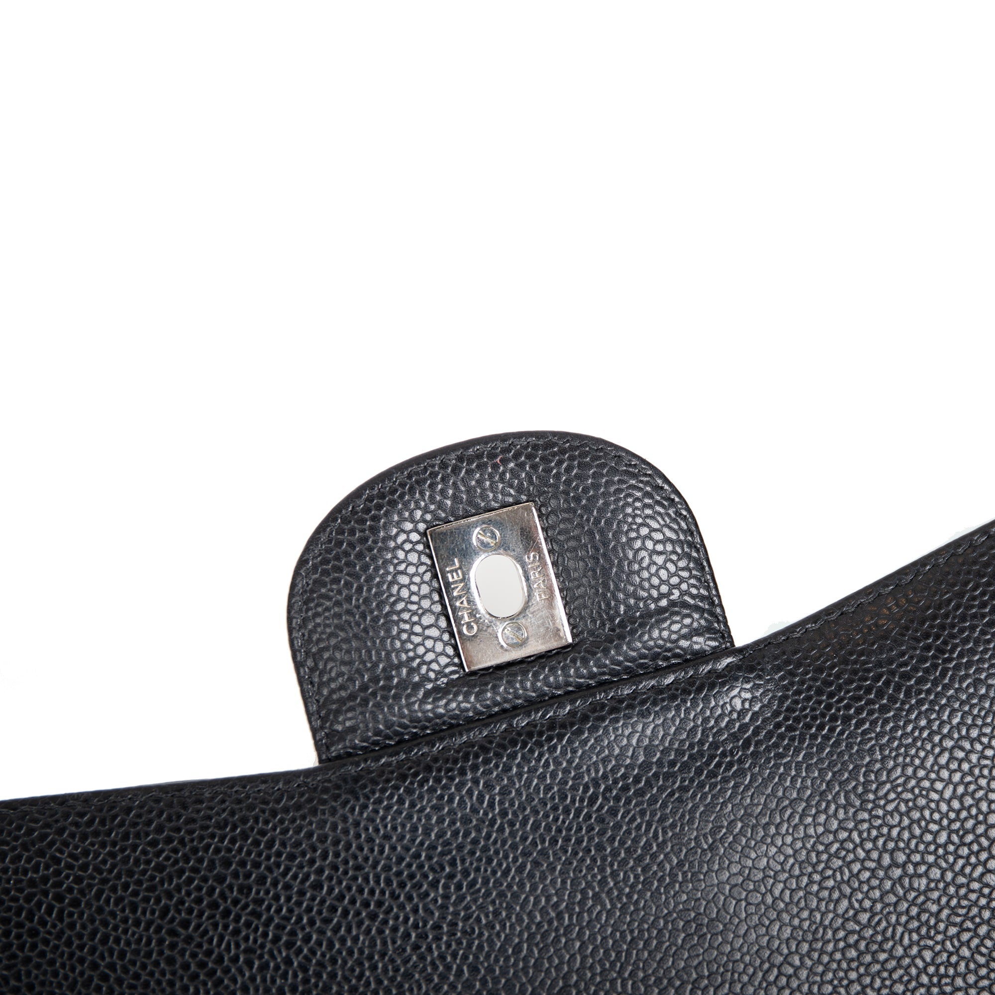 Chanel Black Caviar Classic Jumbo Single Flap Bag w/ Receipt & Authenticity Card