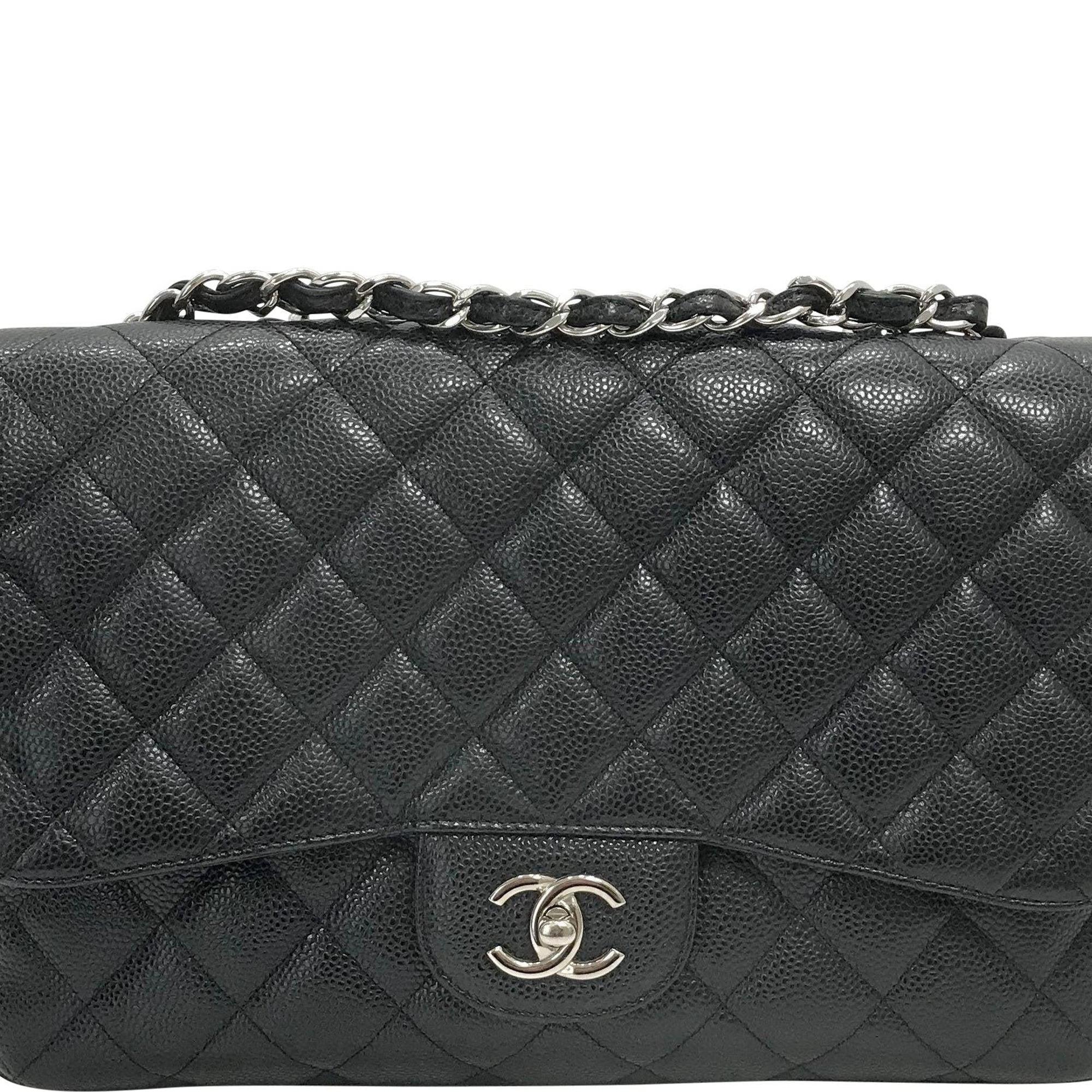 Chanel Black Caviar Classic Jumbo Single Flap Bag