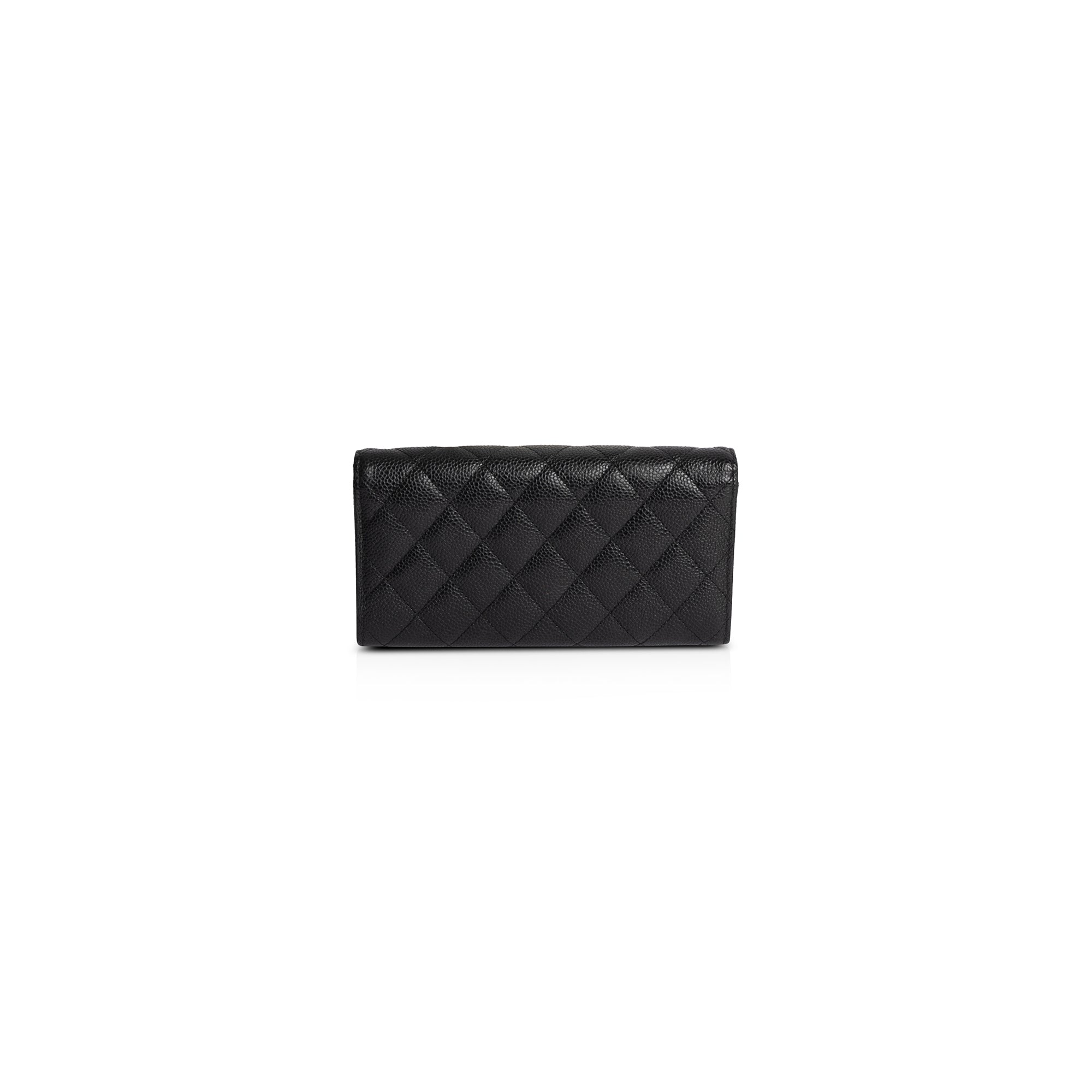 Chanel Black Caviar Classic Long Flap Wallet w/ Box & Authenticity Card