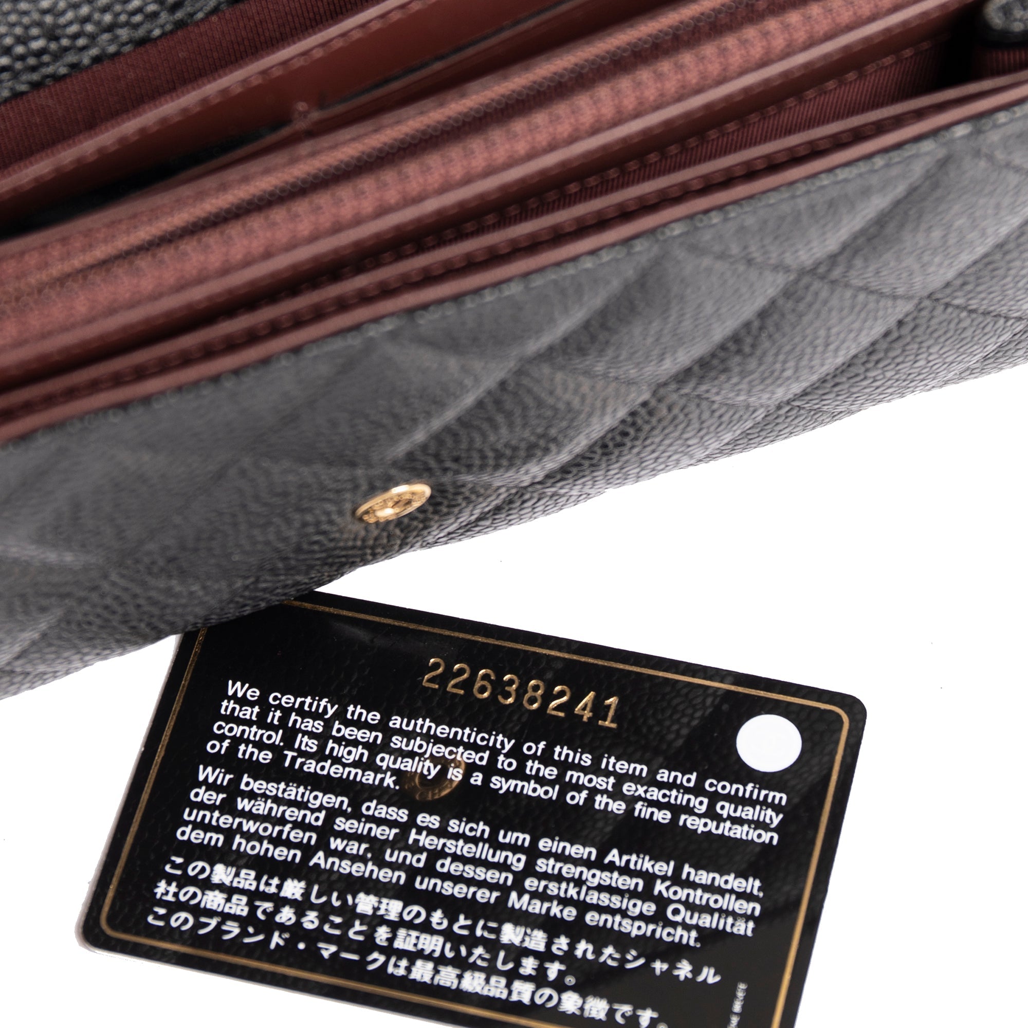 Chanel Black Caviar Classic Long Flap Wallet w/ Box & Authenticity Card