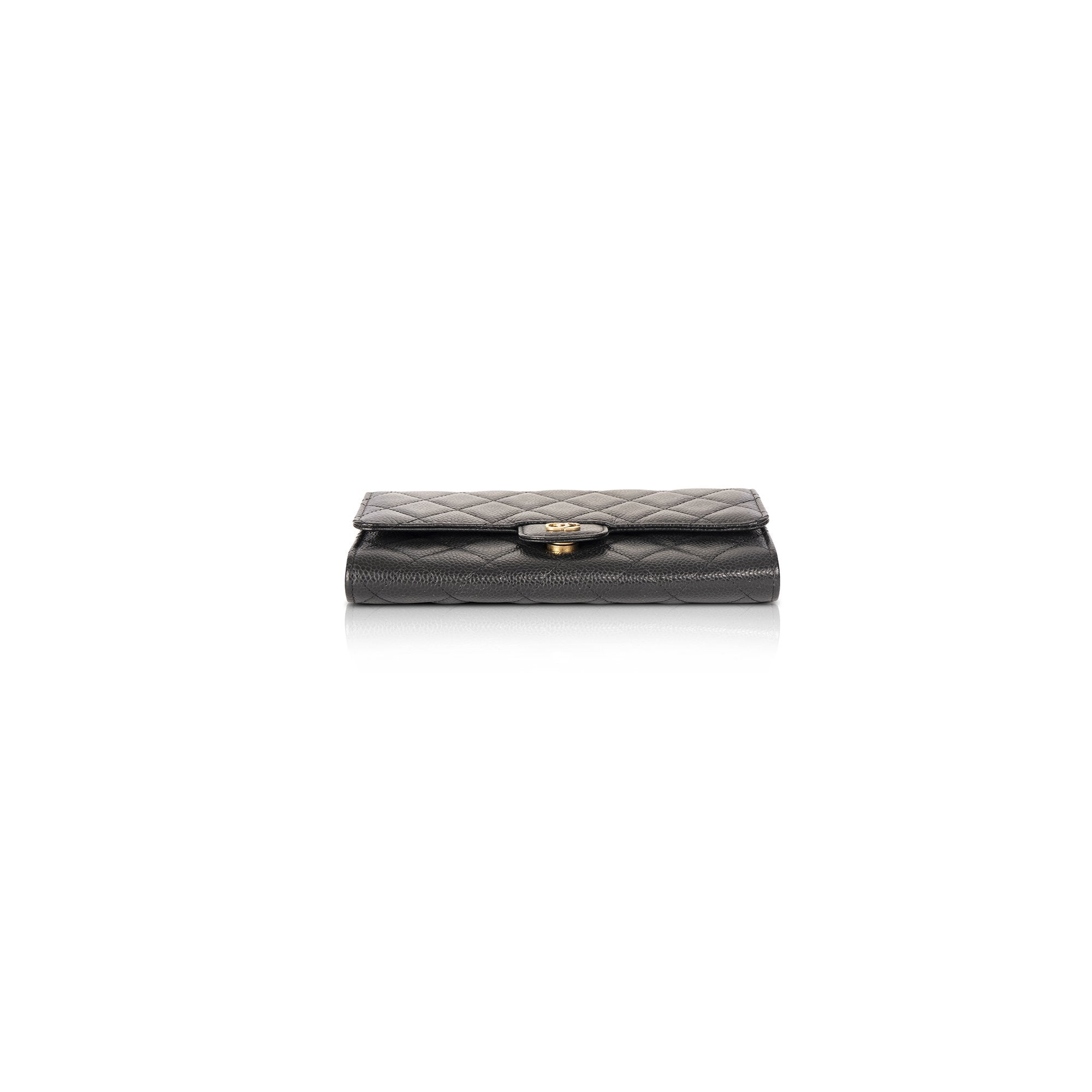 Chanel Black Caviar Detachable Chain Clutch Bag w/ Box
