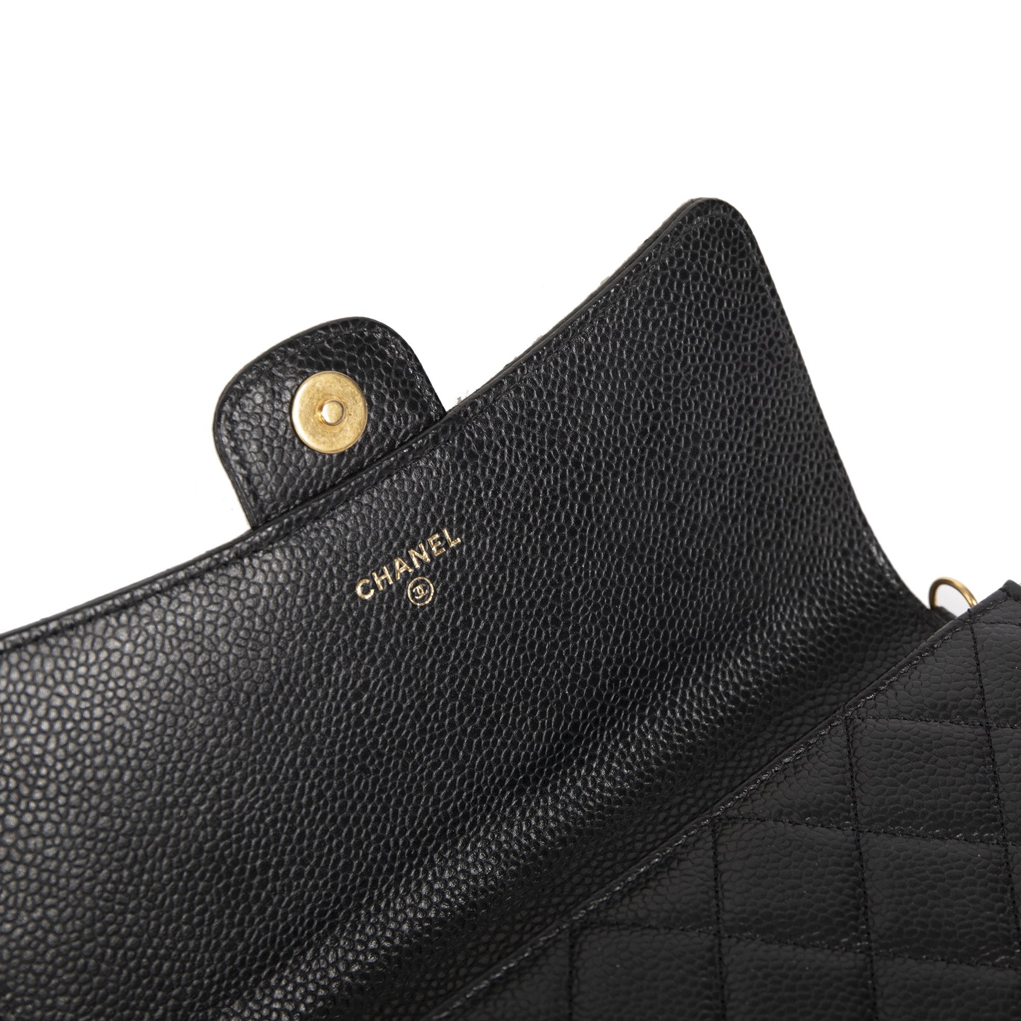 Chanel Black Caviar Detachable Chain Clutch Bag w/ Box