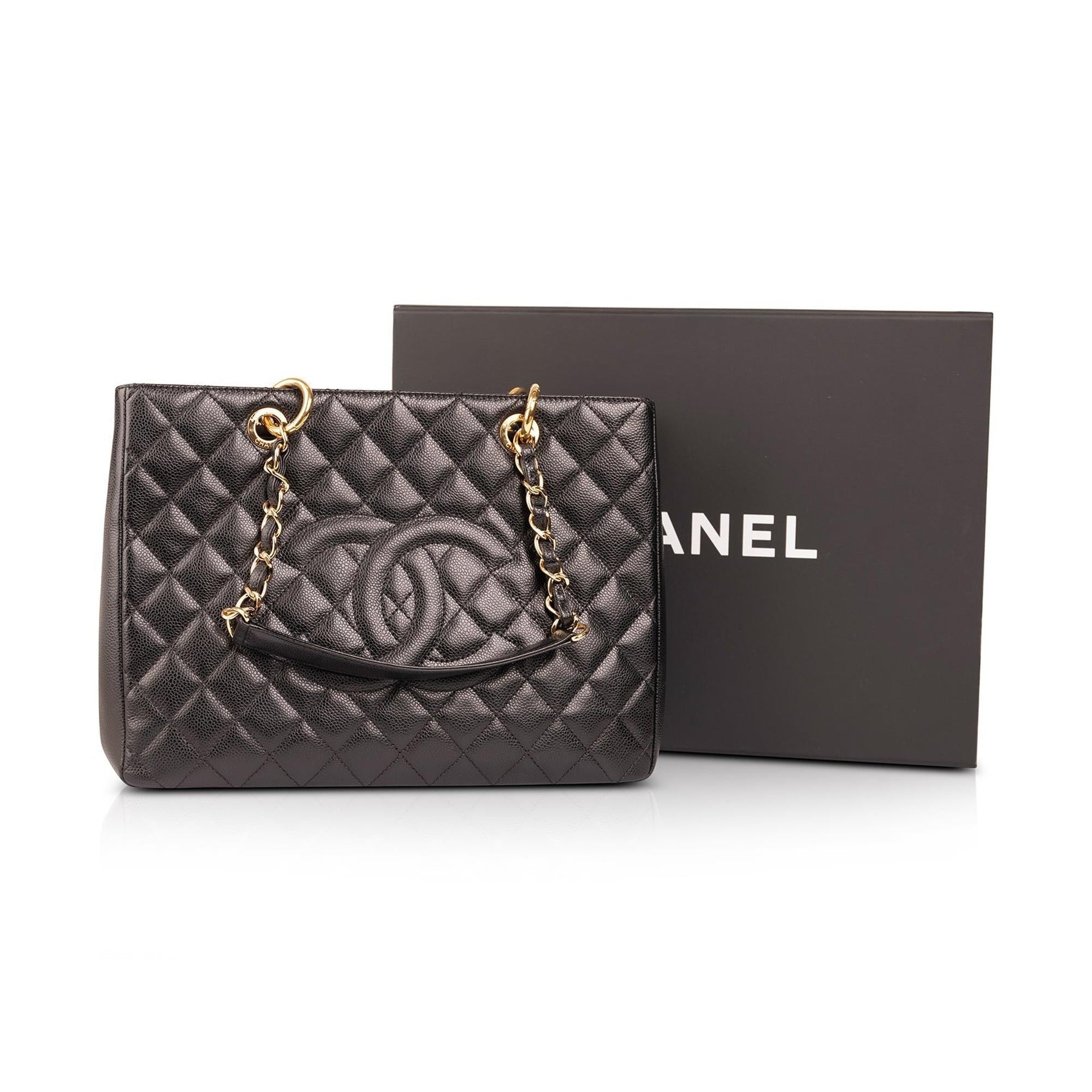 Chanel Black Caviar Leather Grand Shopping Tote (GST) w/ Box & Authenticity Card