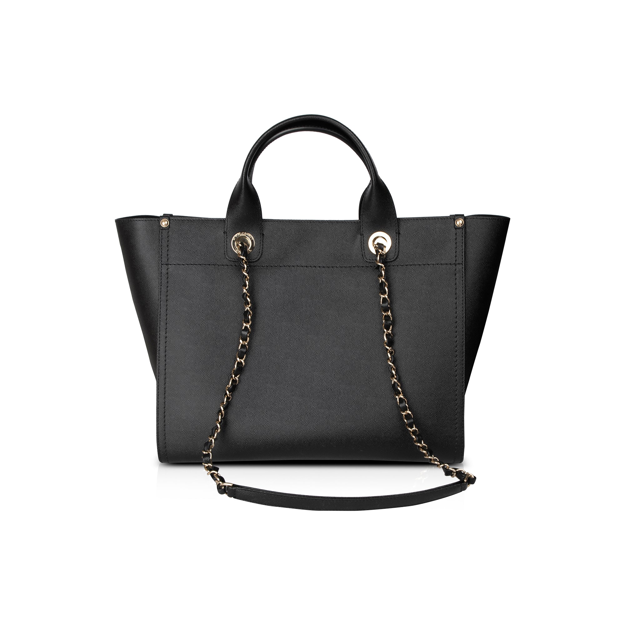 Chanel Black Caviar Leather Medium Studded Deauville Tote w/ Authenticity Card