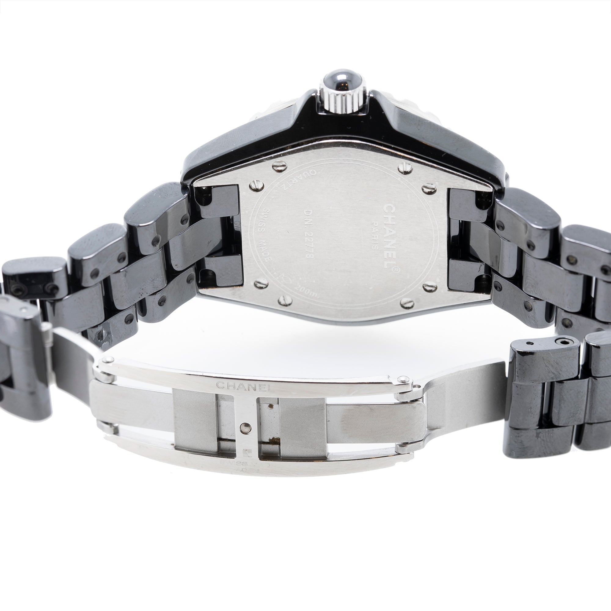 Chanel Black Ceramic Diamond J12 Watch