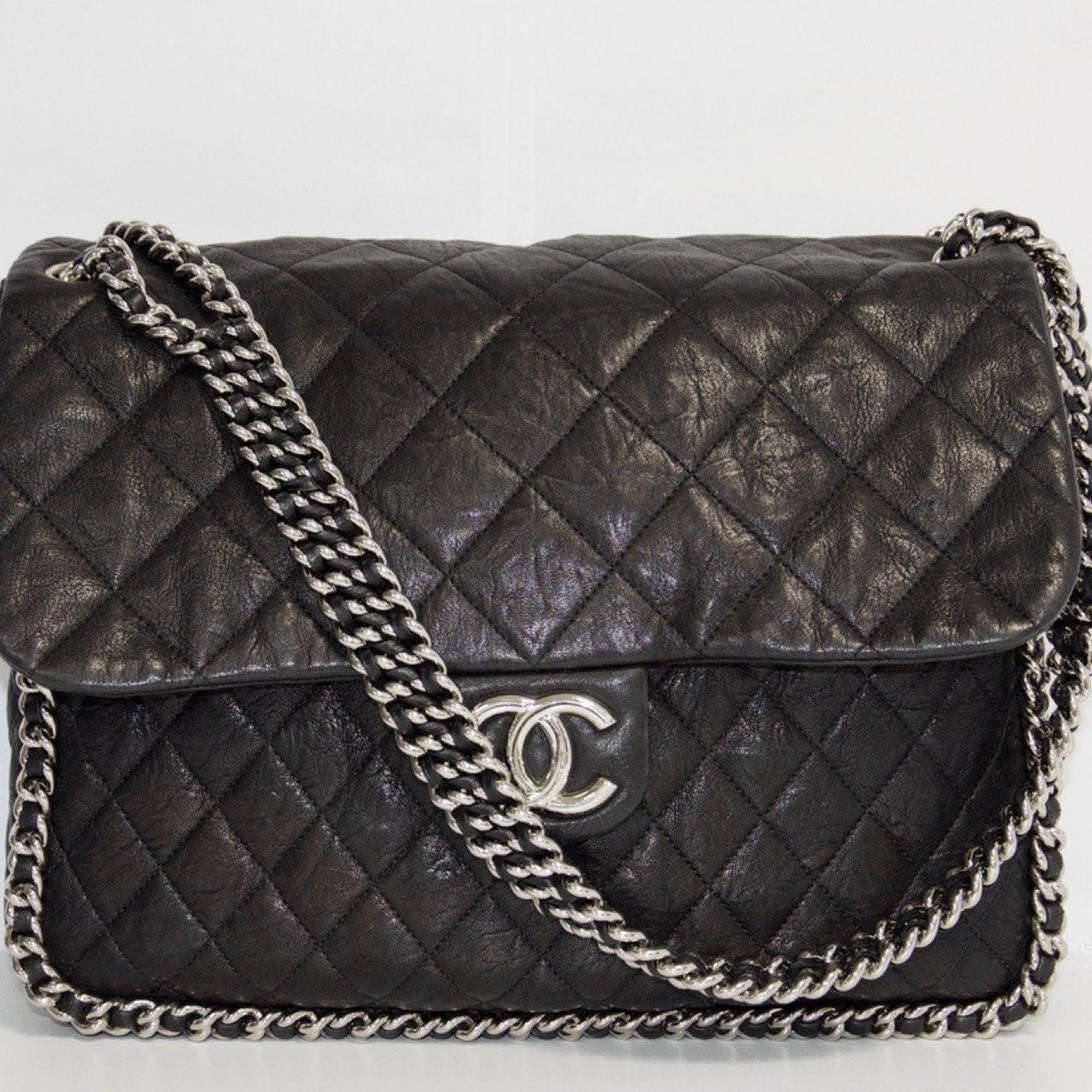 Chanel Black Chain Around Maxi Bag
