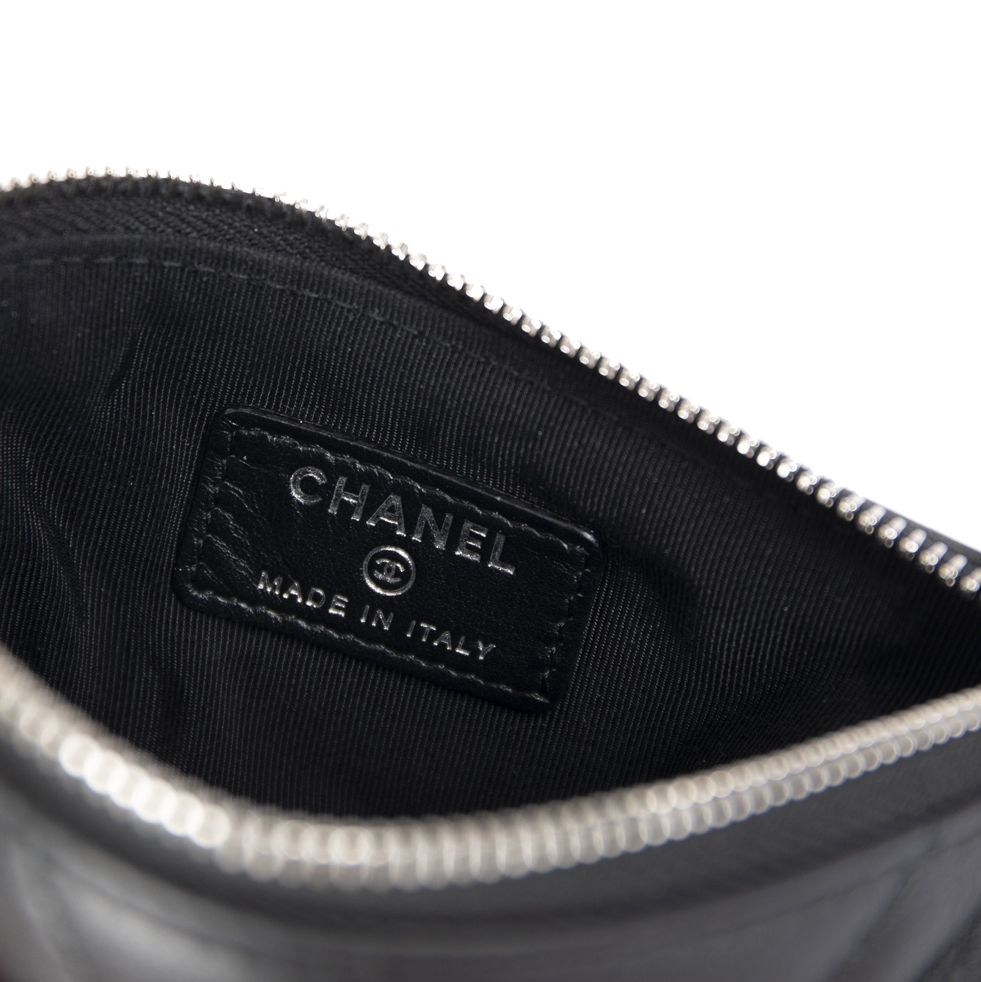 Chanel Black Chevron Tassel Mini Zip Pouch