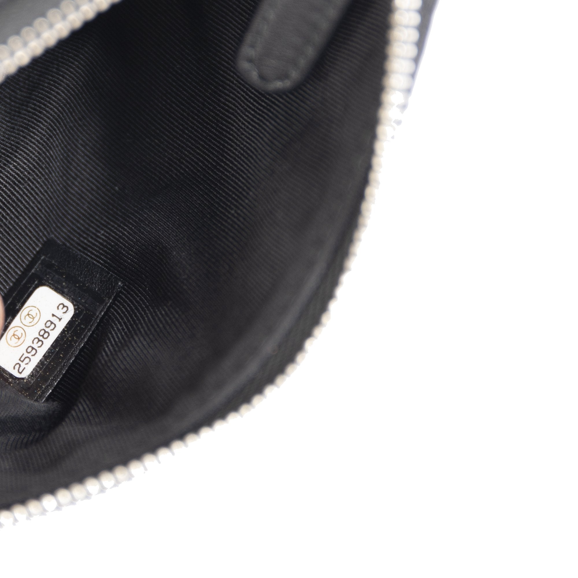 Chanel Black Chevron Tassel Mini Zip Pouch