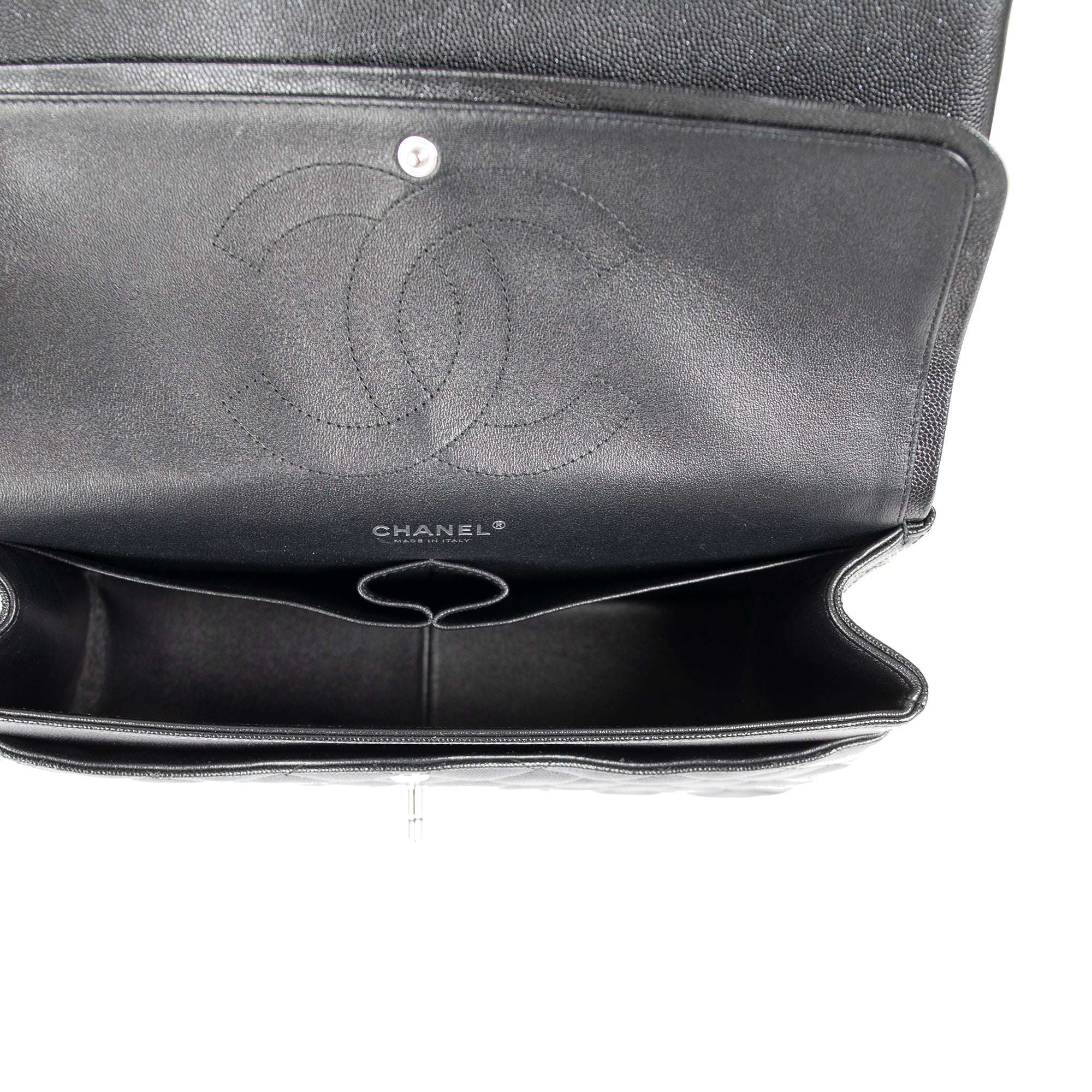 Chanel Black Iridescent Caviar Classic Jumbo Double Flap Bag