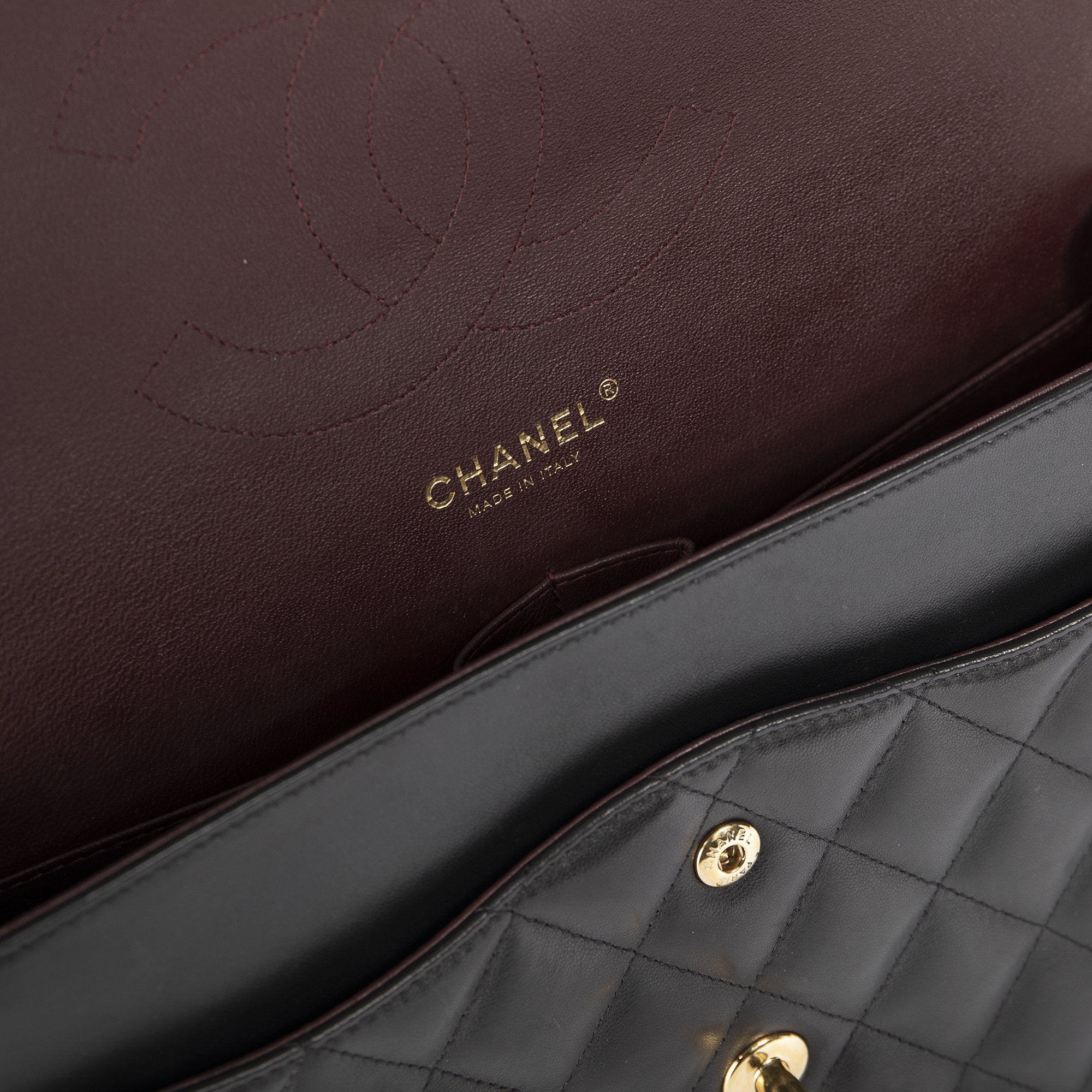 Chanel Black Lambskin Classic Jumbo Double Flap Bag w/ Box