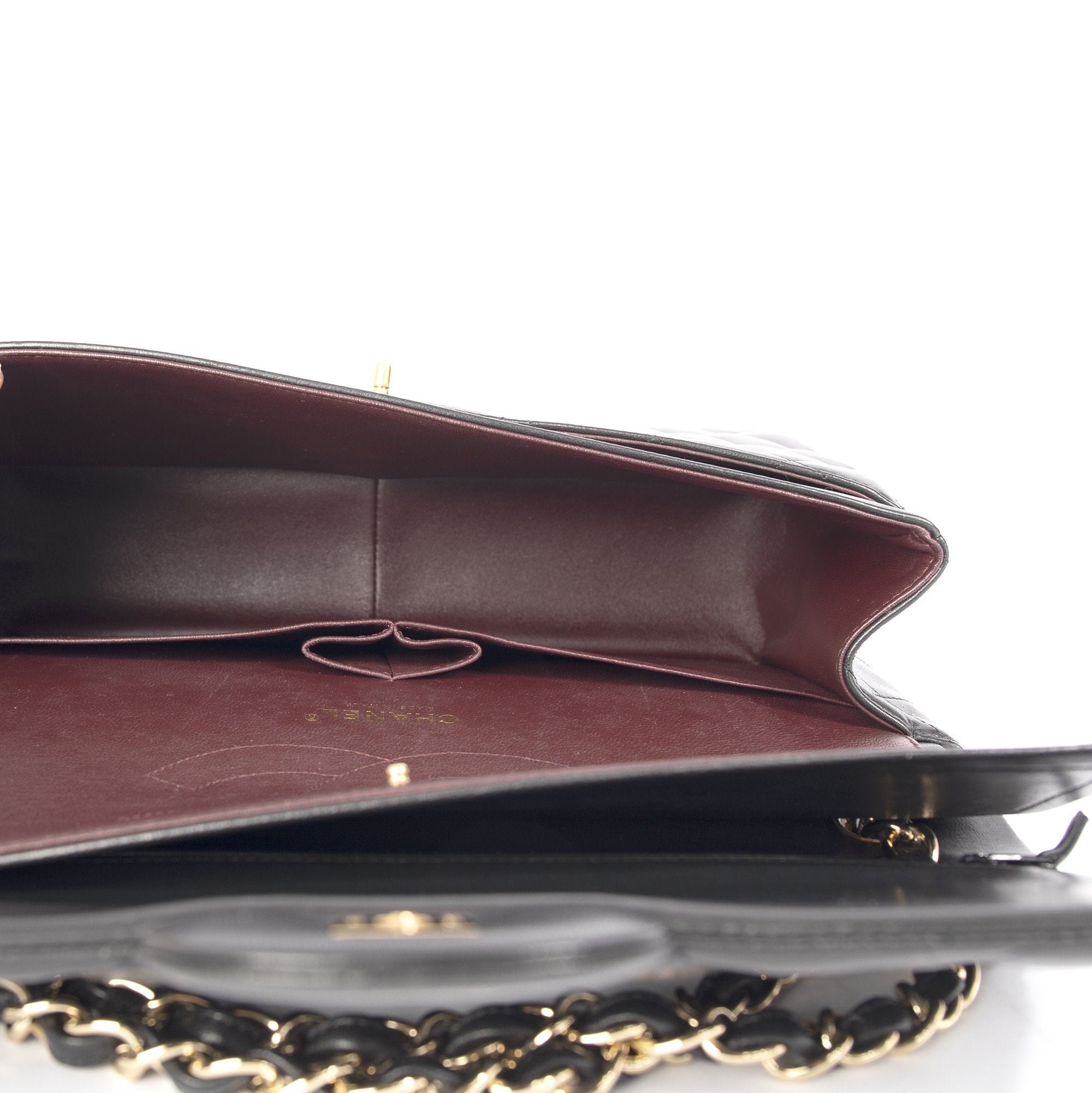 Chanel Black Lambskin Classic Jumbo Double Flap Bag w/ Box
