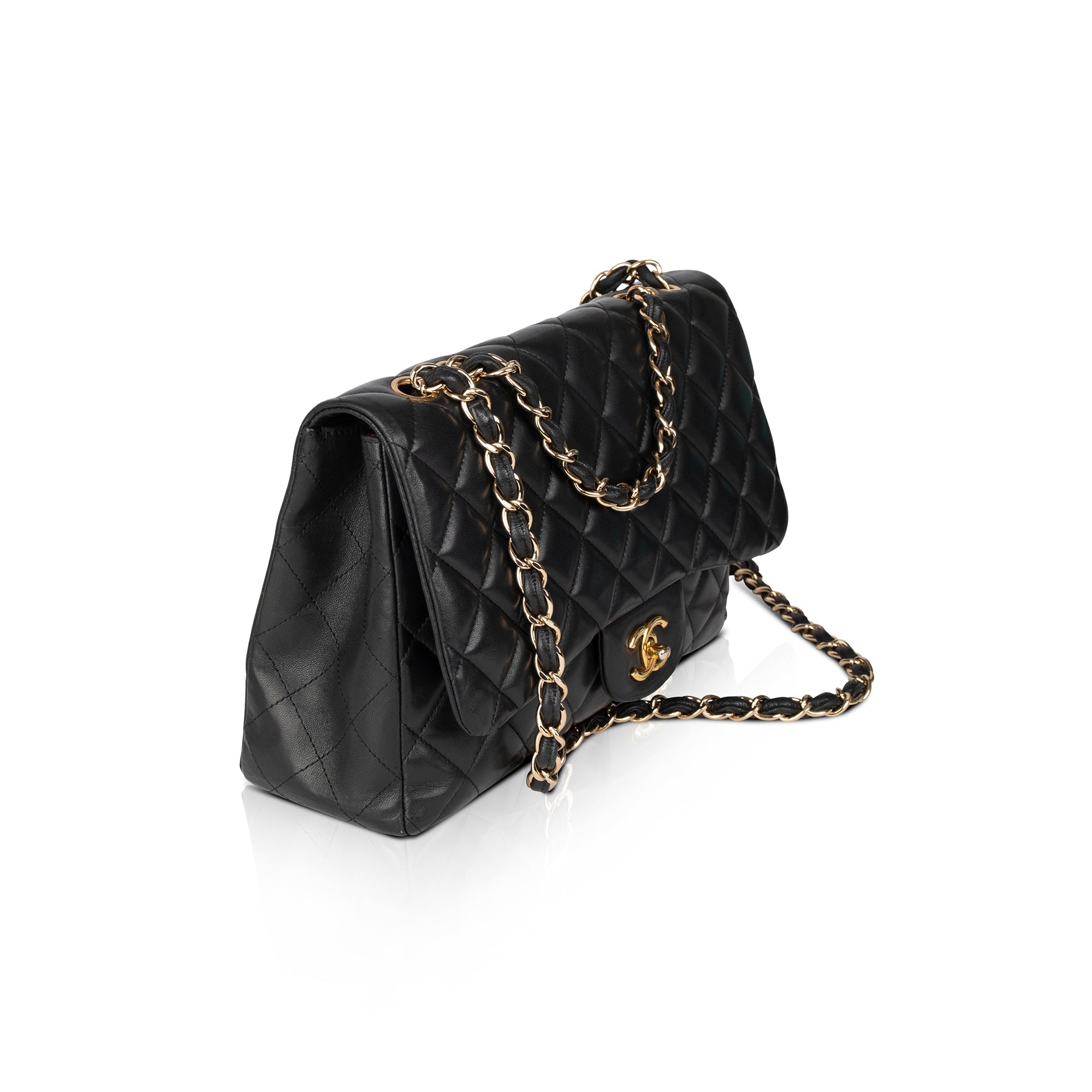 Chanel Black Lambskin Classic Jumbo Single Flap Bag