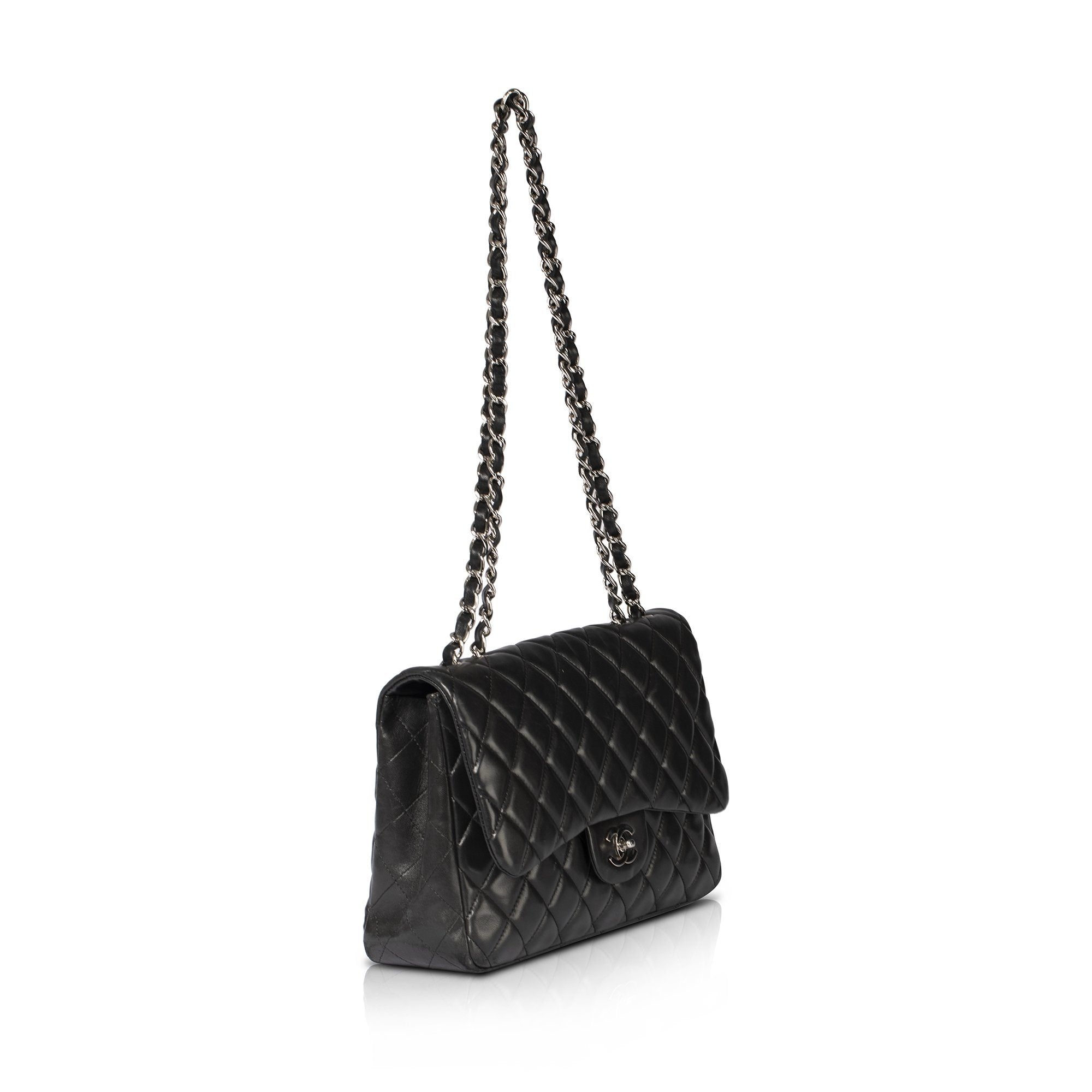 Chanel Black Lambskin Classic Jumbo Single Flap Bag