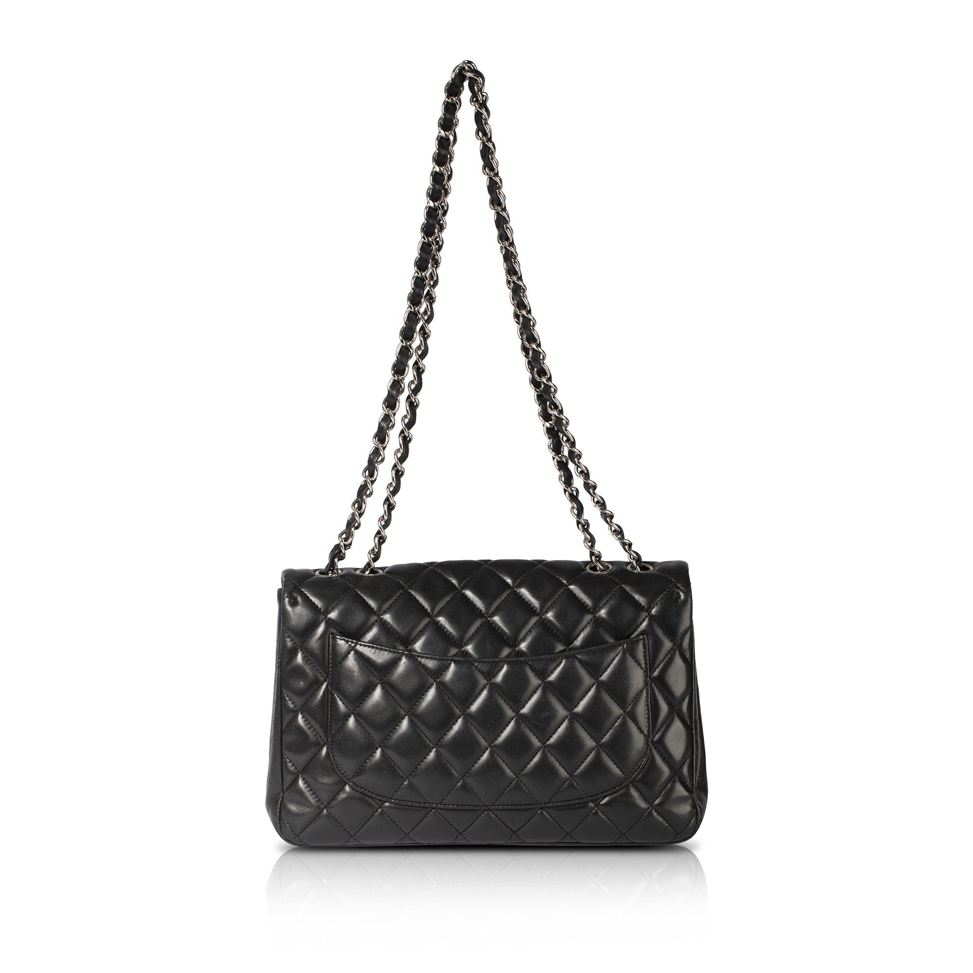 Chanel Black Lambskin Classic Jumbo Single Flap Bag