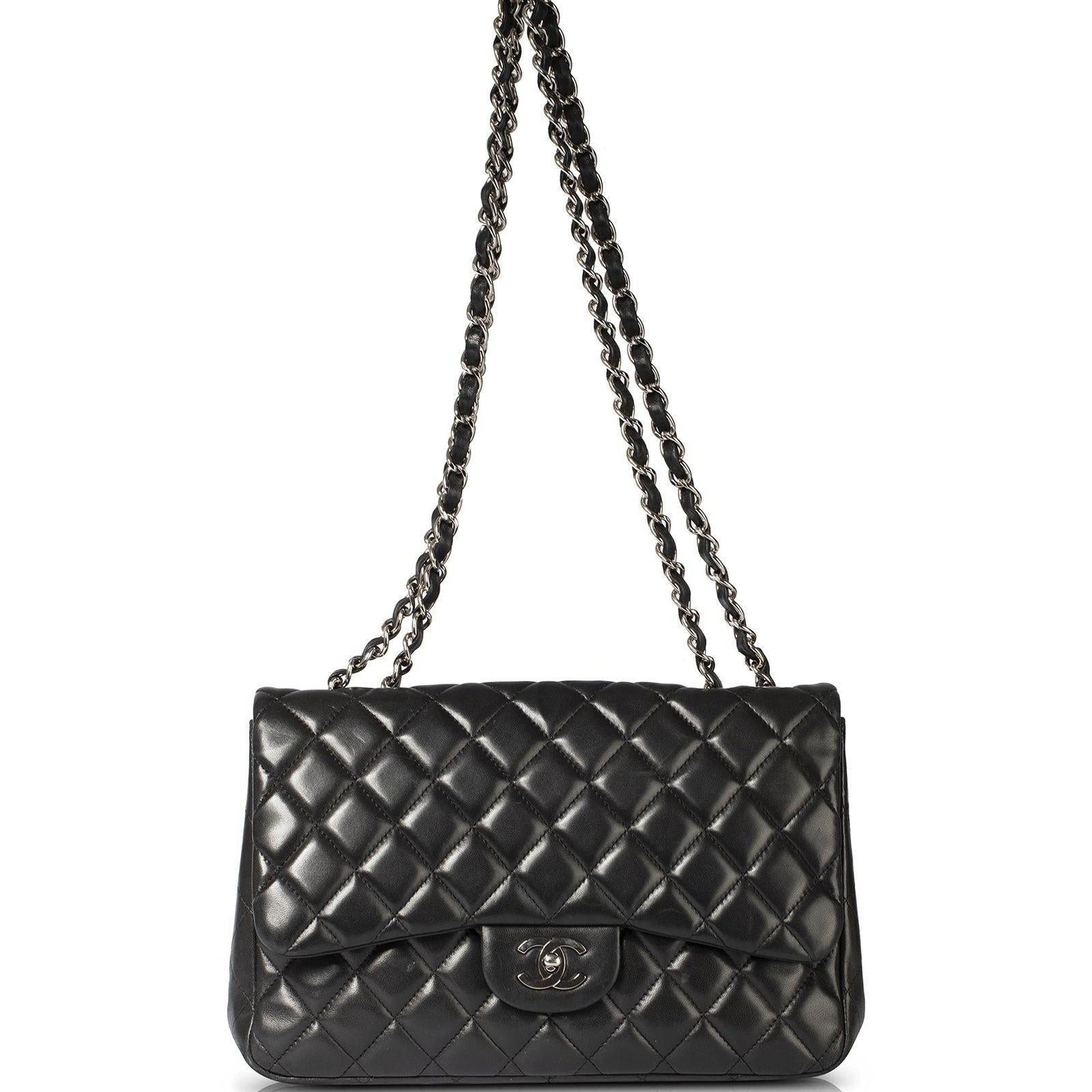 Chanel Black Lambskin Classic Jumbo Single Flap Bag