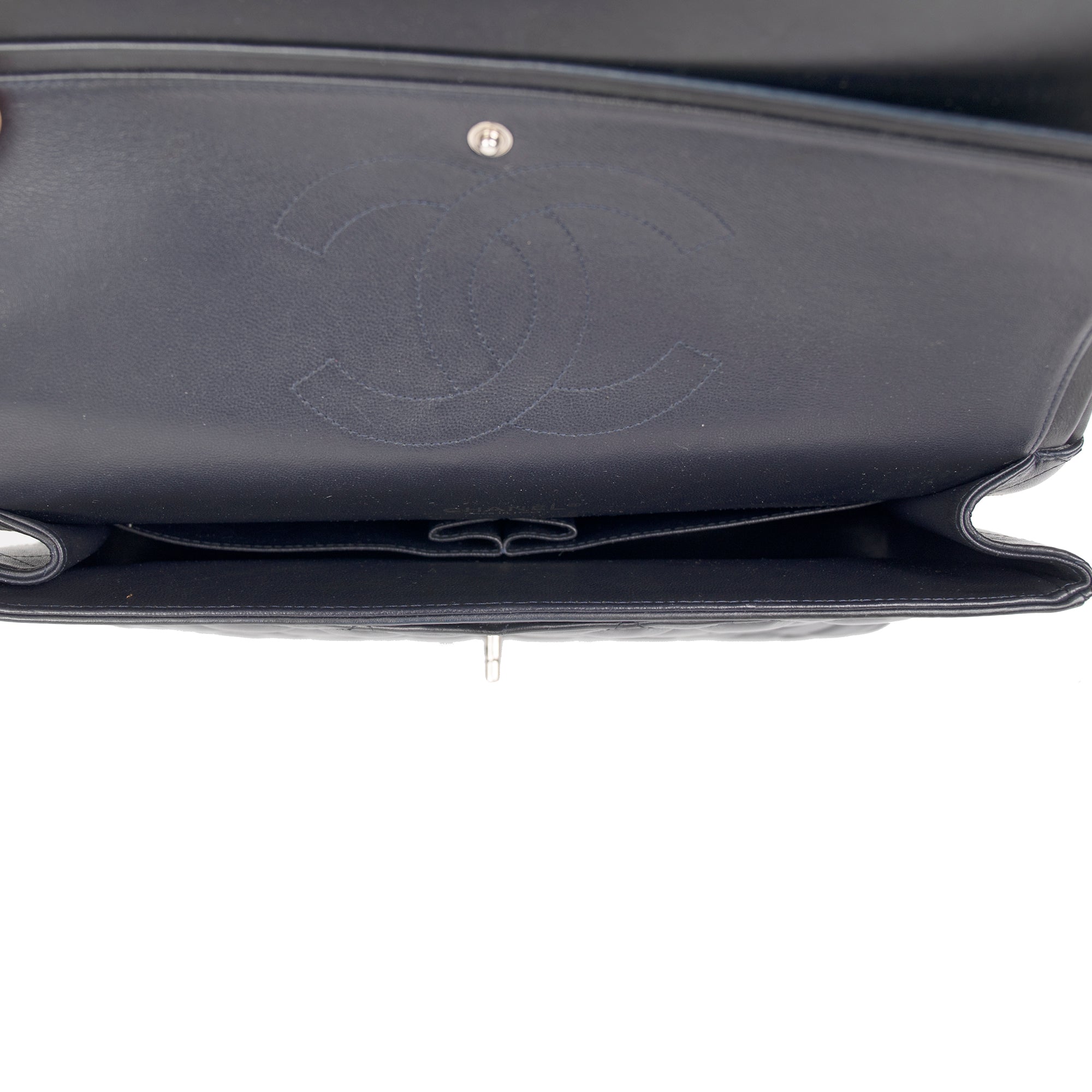 Chanel Black Lambskin Classic Maxi Double Flap Bag w/ Box