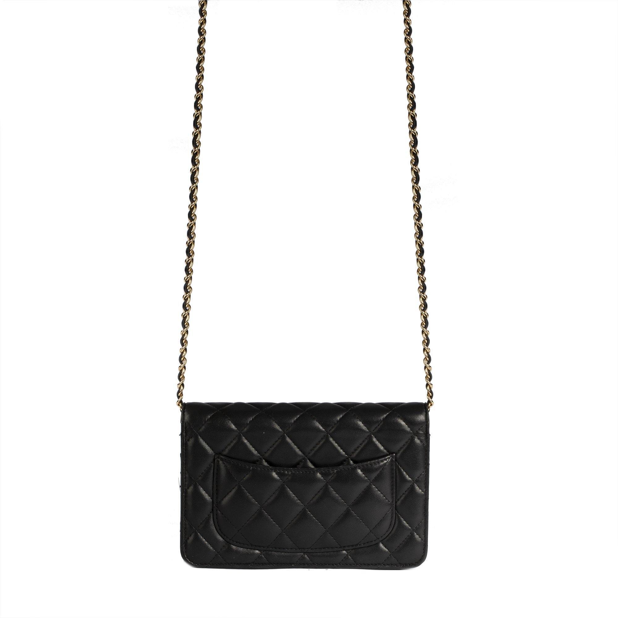 Chanel Black Lambskin Classic Wallet on Chain