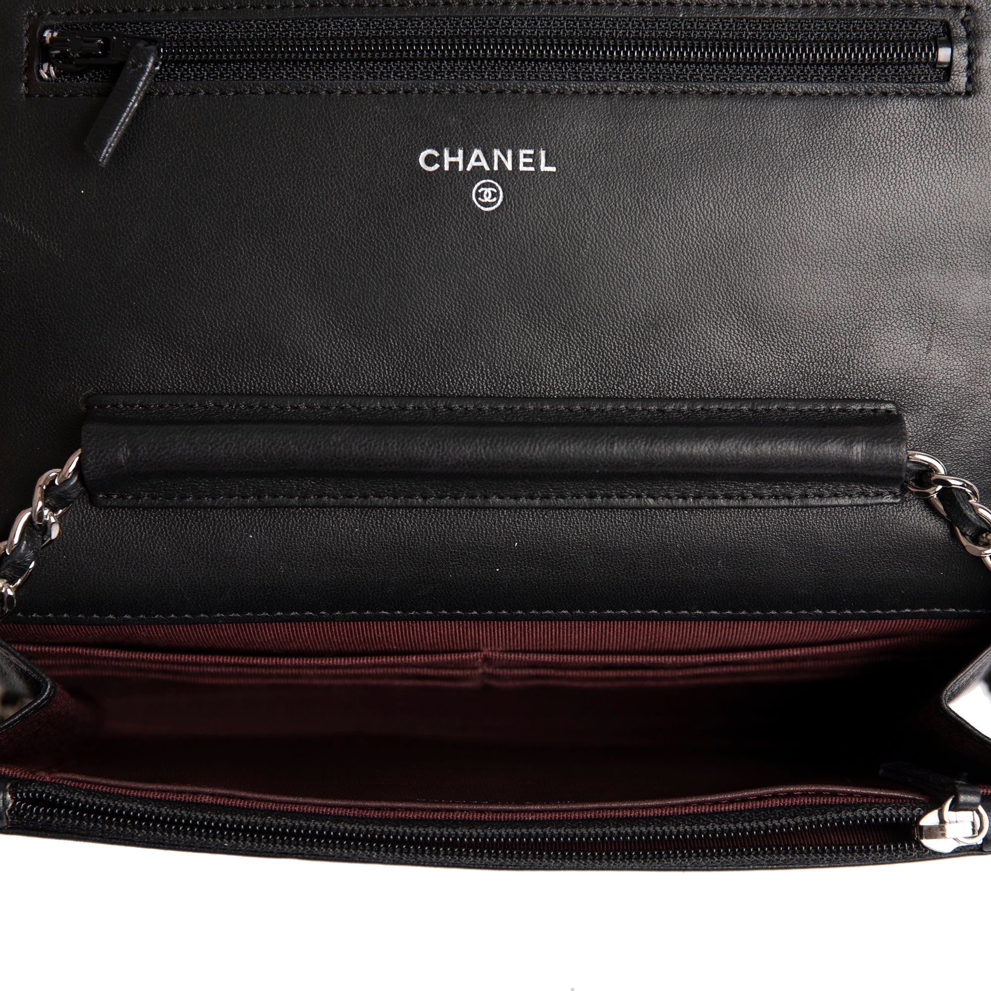 Chanel Black Lambskin Classic Wallet on Chain