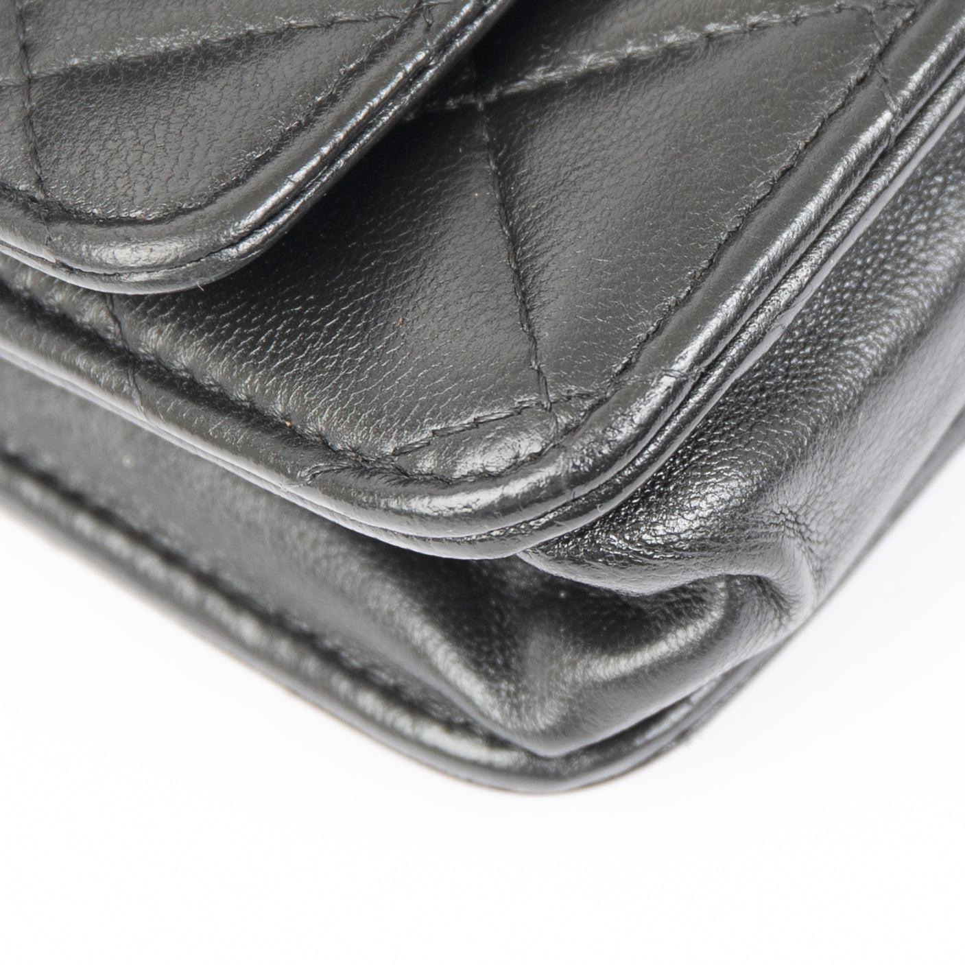 Chanel Black Lambskin Classic Wallet on Chain w/ Box