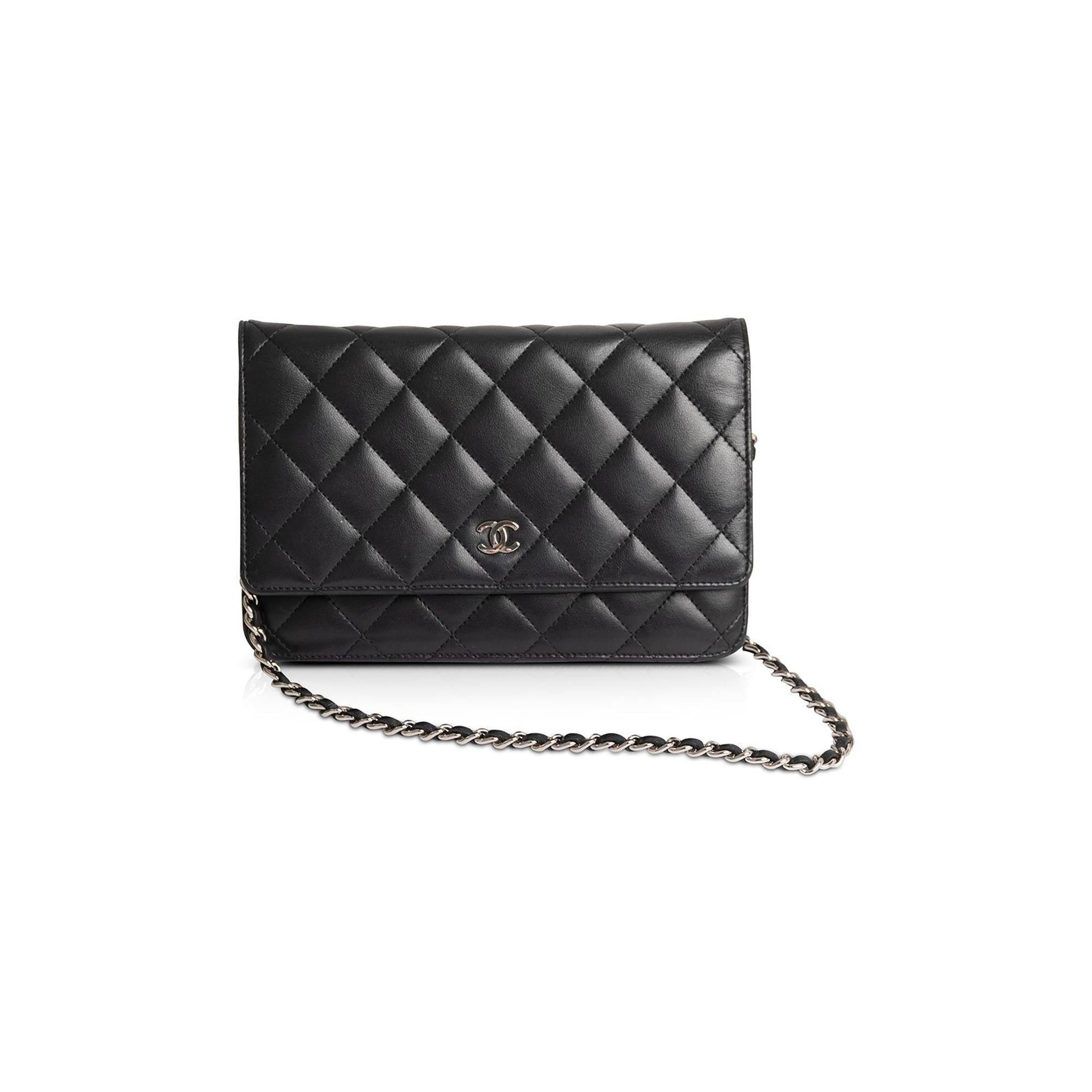 Chanel Black Lambskin Classic Wallet on Chain
