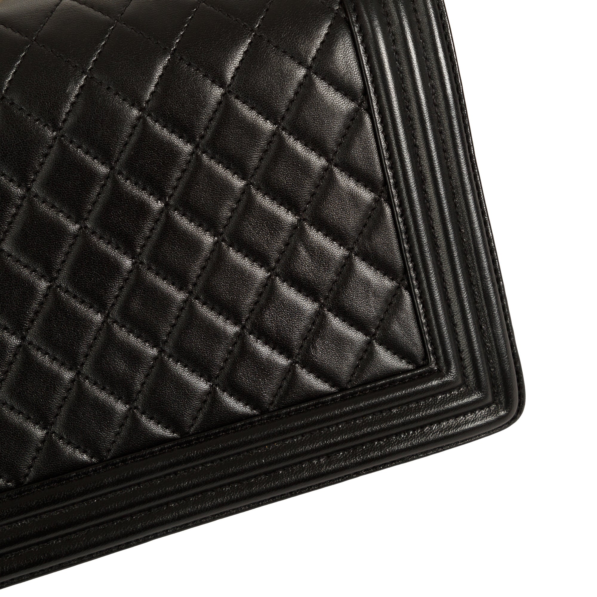 Chanel Black Lambskin Large Boy Bag w/ Authenticity Card