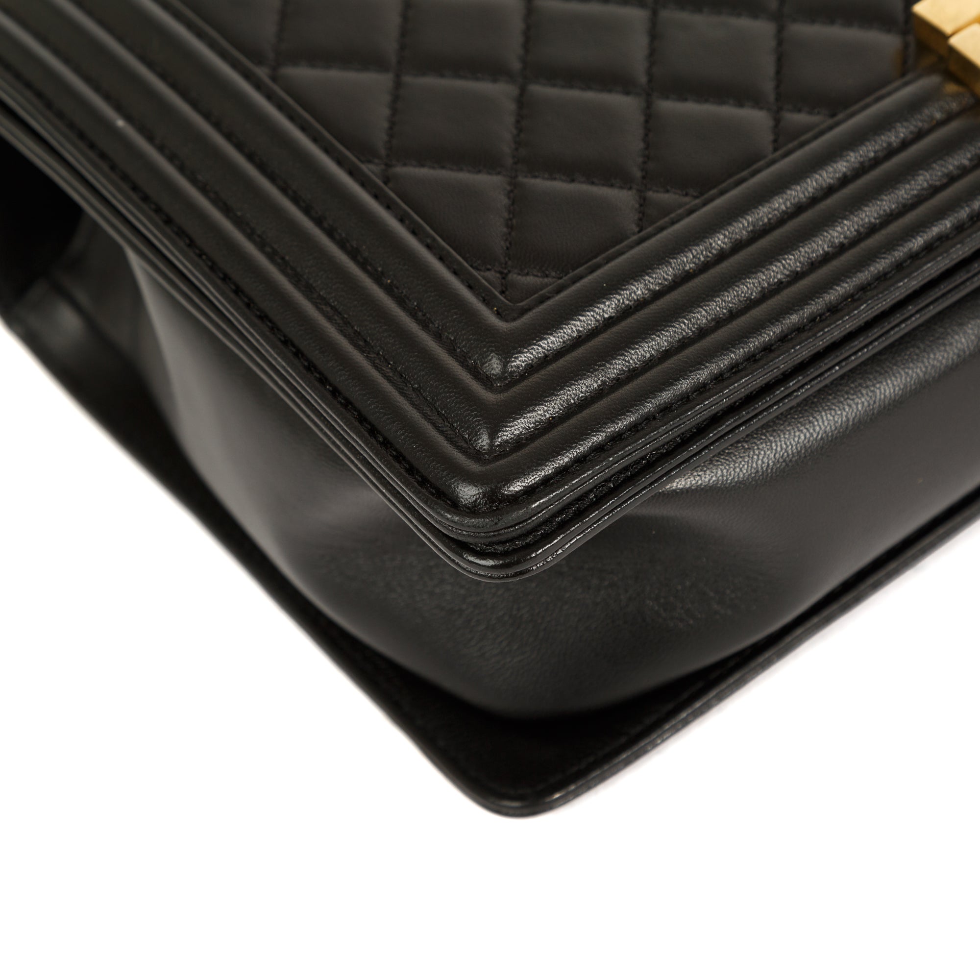 Chanel Black Lambskin Large Boy Bag w/ Authenticity Card