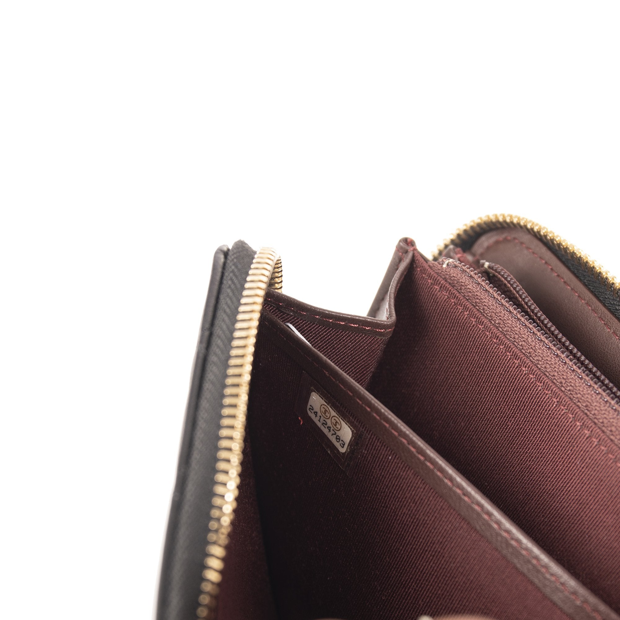 Chanel Black Lambskin Quilted Zip Wallet w/ Box & Authenticity Card