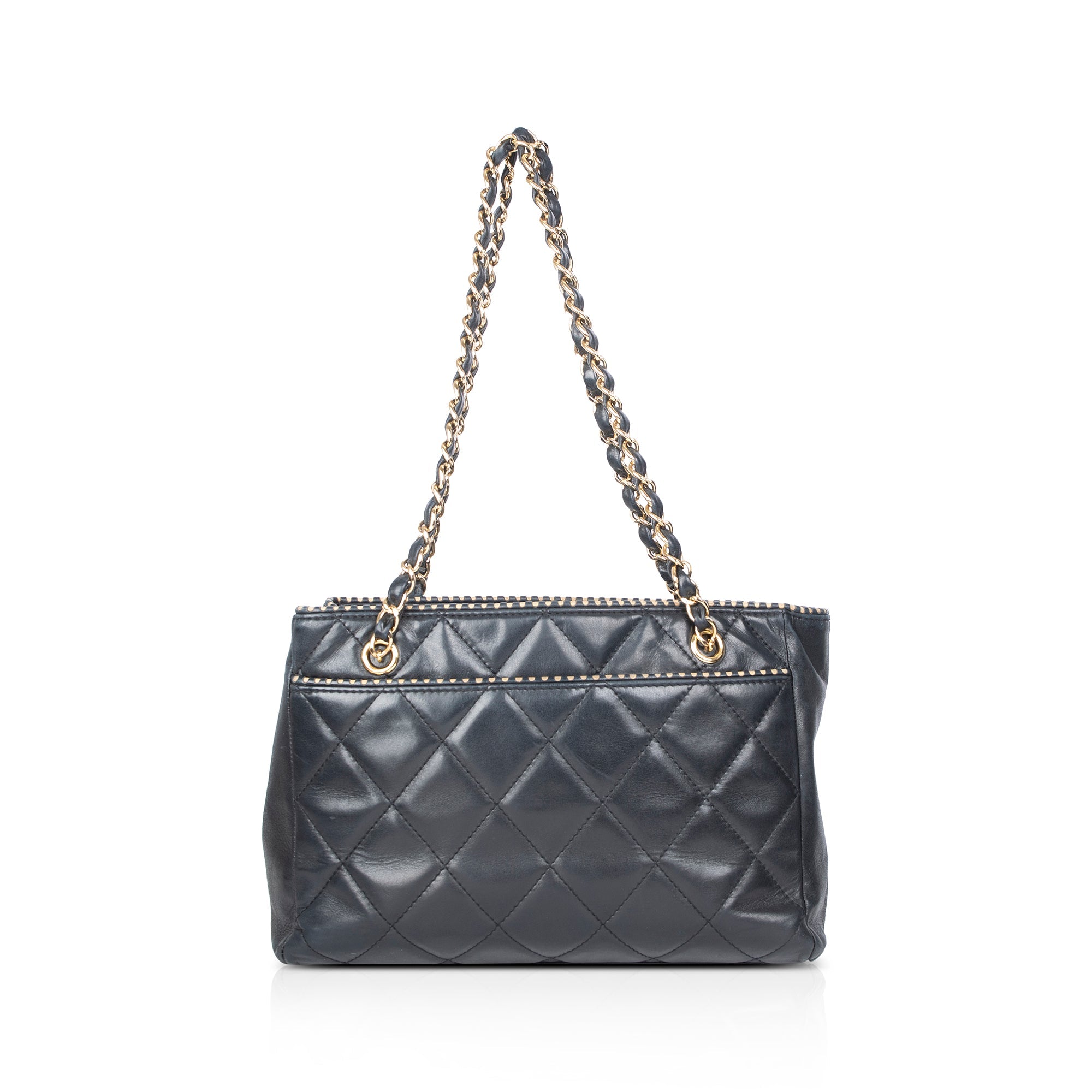 Chanel Black Leather Shopping Tote