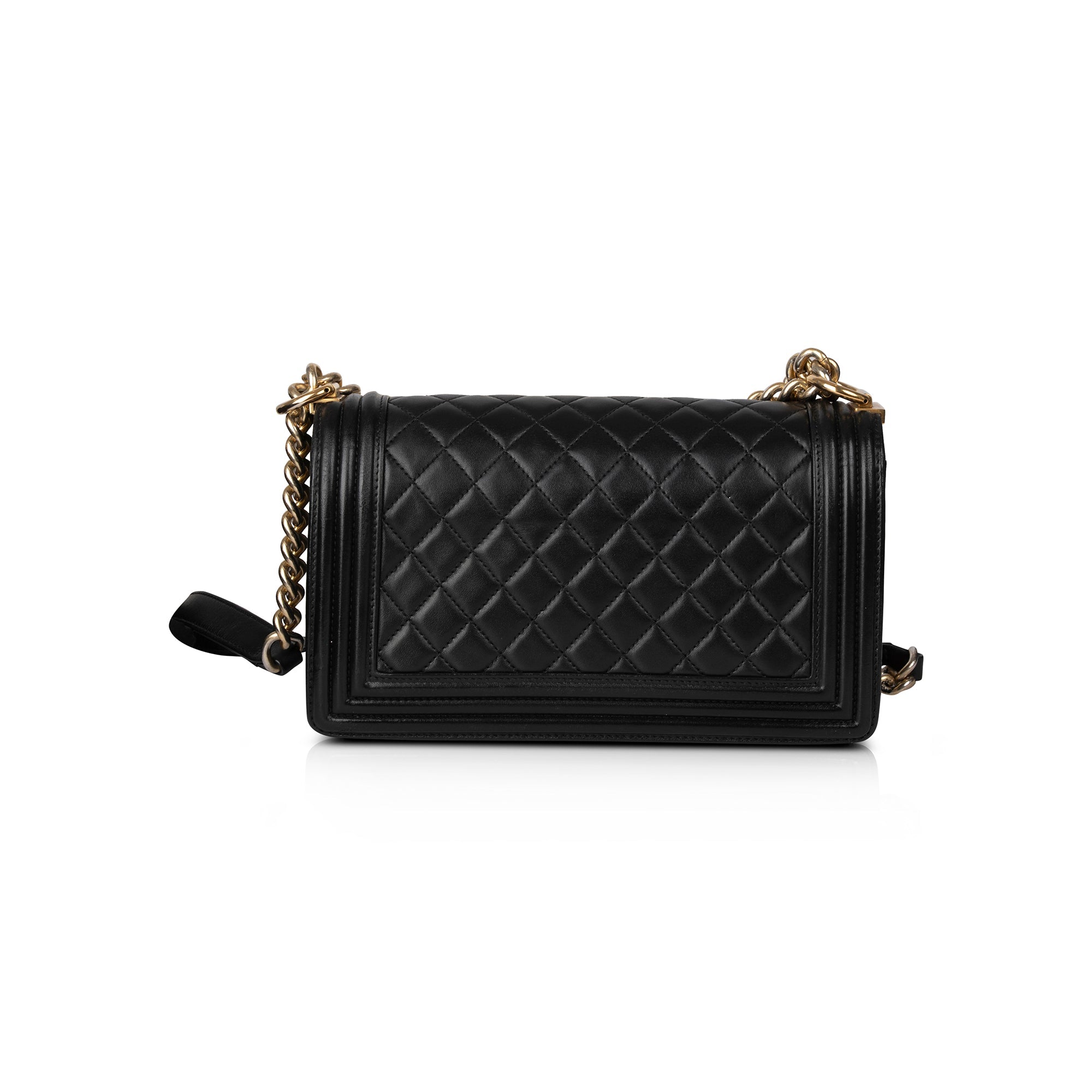 Chanel Black Quilted Lambskin Medium Boy Bag