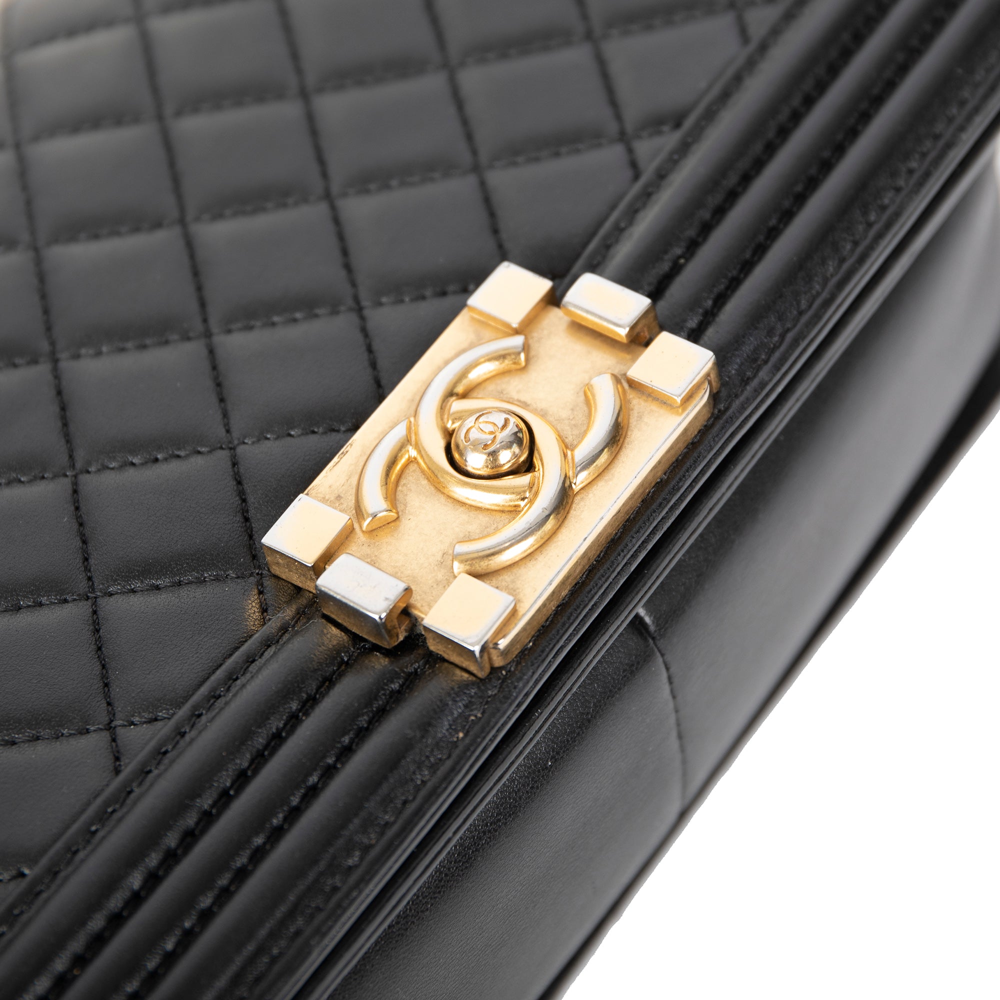 Chanel Black Quilted Lambskin Medium Boy Bag