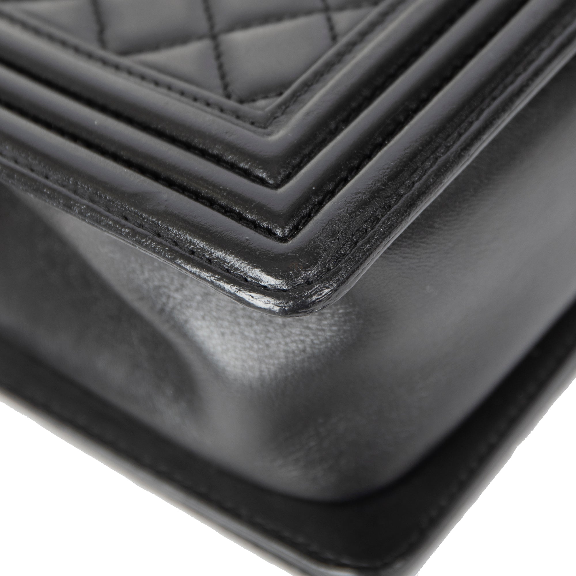 Chanel Black Quilted Lambskin Medium Boy Bag
