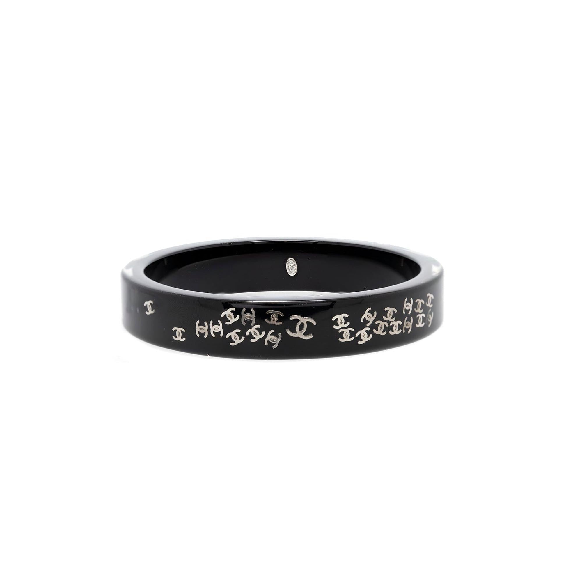 Chanel Black Resin & Strass CC Bangle