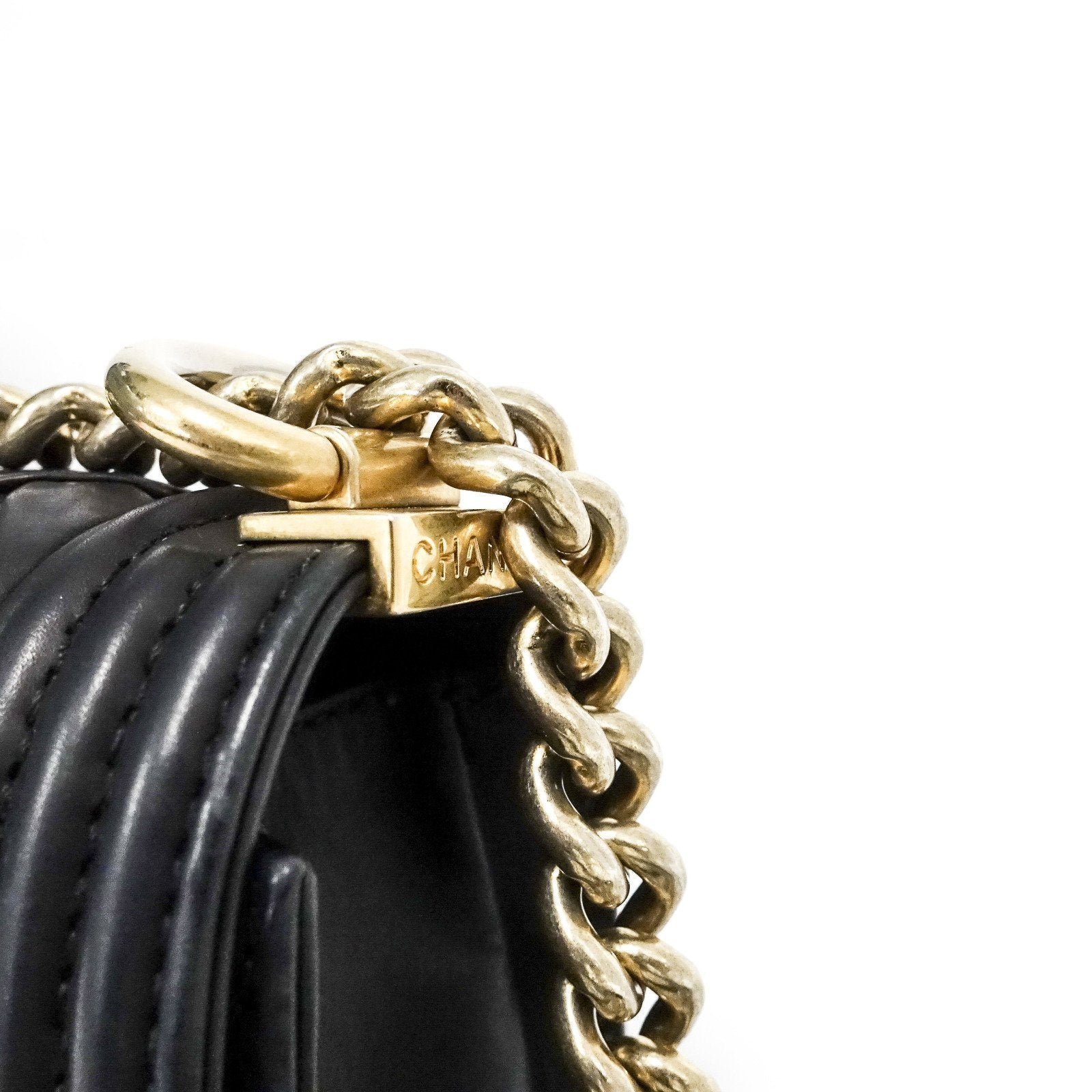 Chanel Black Woven Leather Chateau Boy Bag