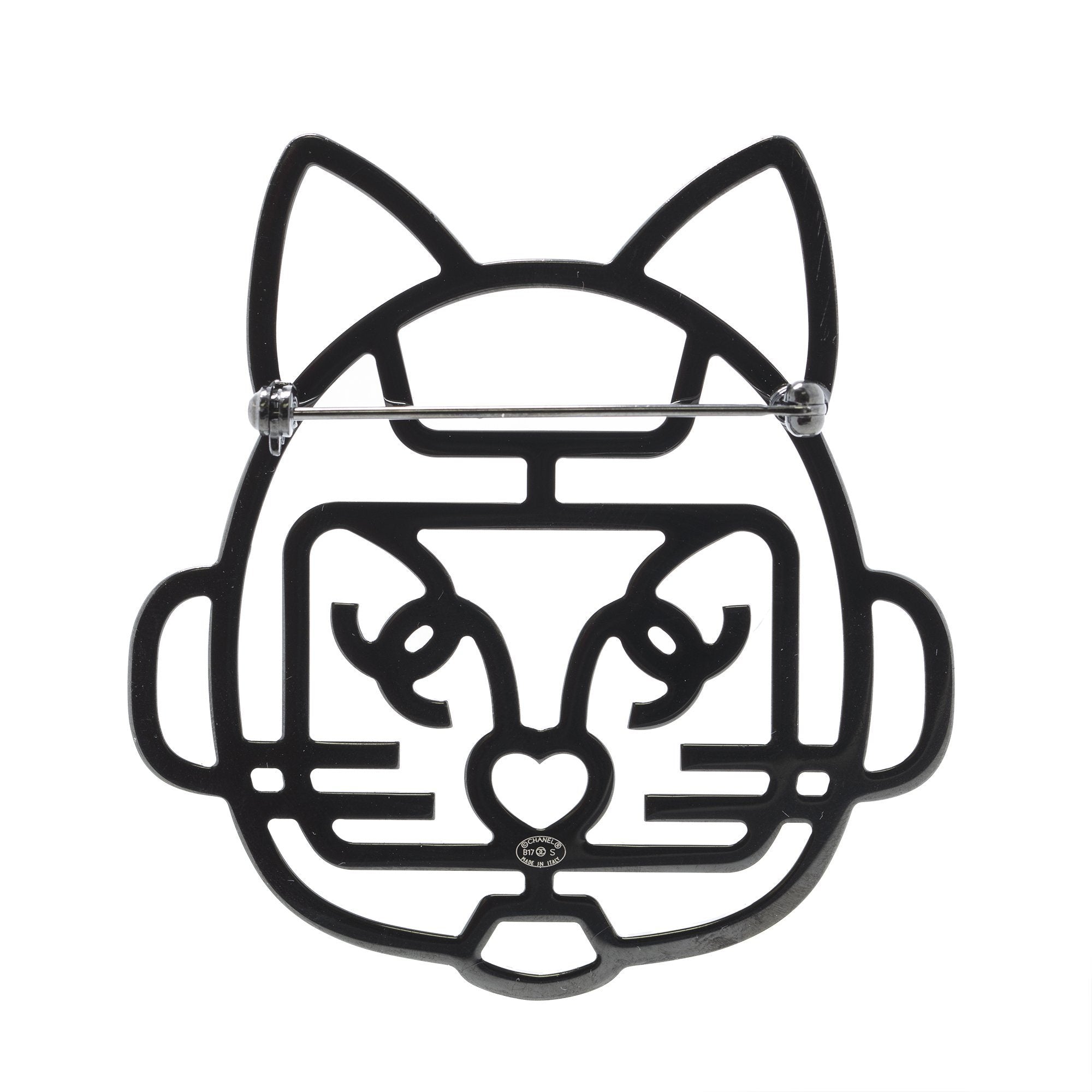 Chanel Blue Crystal Cat Brooch w/ Box