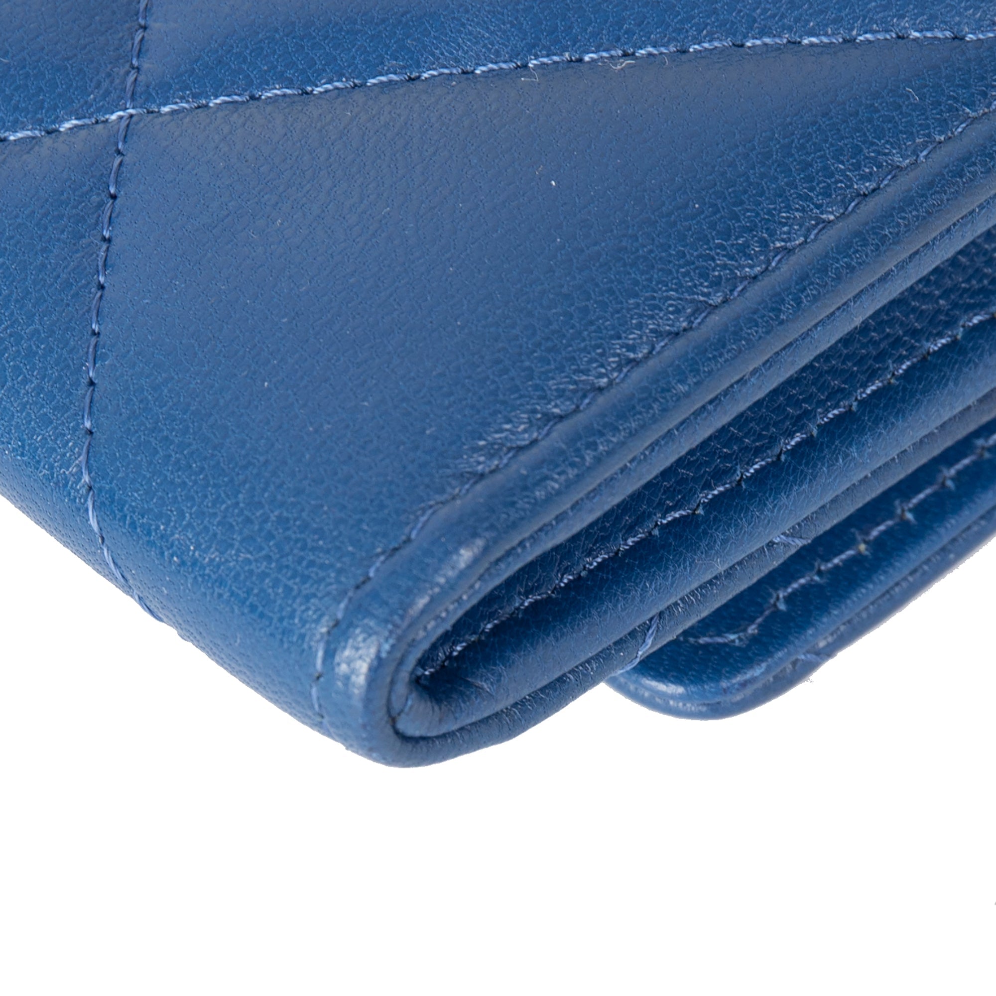 Chanel Blue Lambskin 19 Flap Wallet W/ Box & Authenticity Card