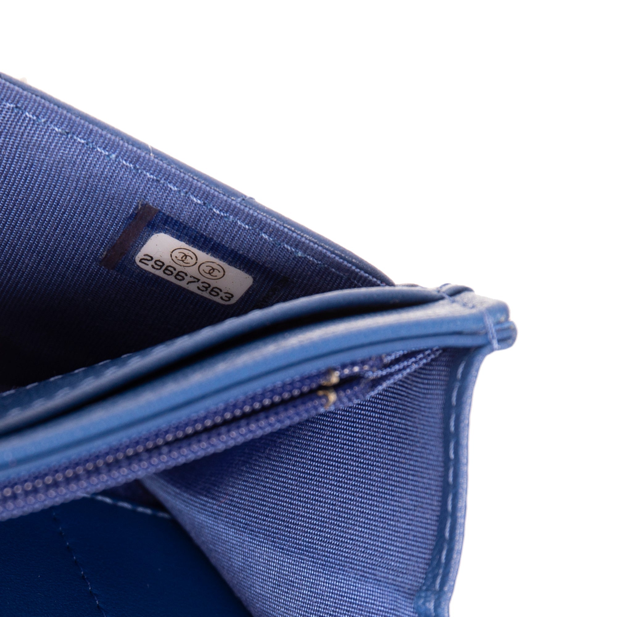 Chanel Blue Lambskin 19 Flap Wallet W/ Box & Authenticity Card