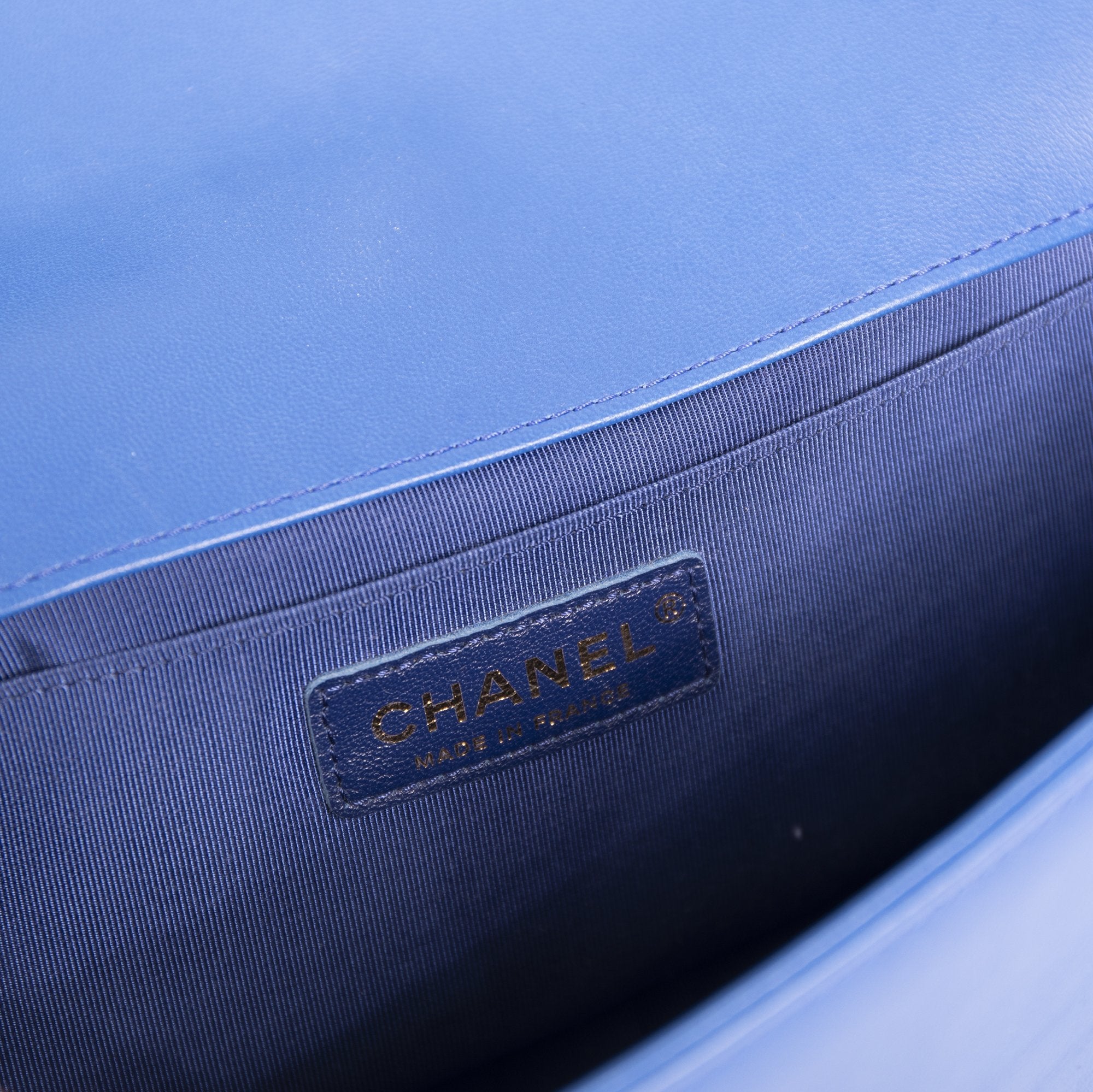 Chanel Blue Medium Boy Bag w/ Box & Authenticity Card