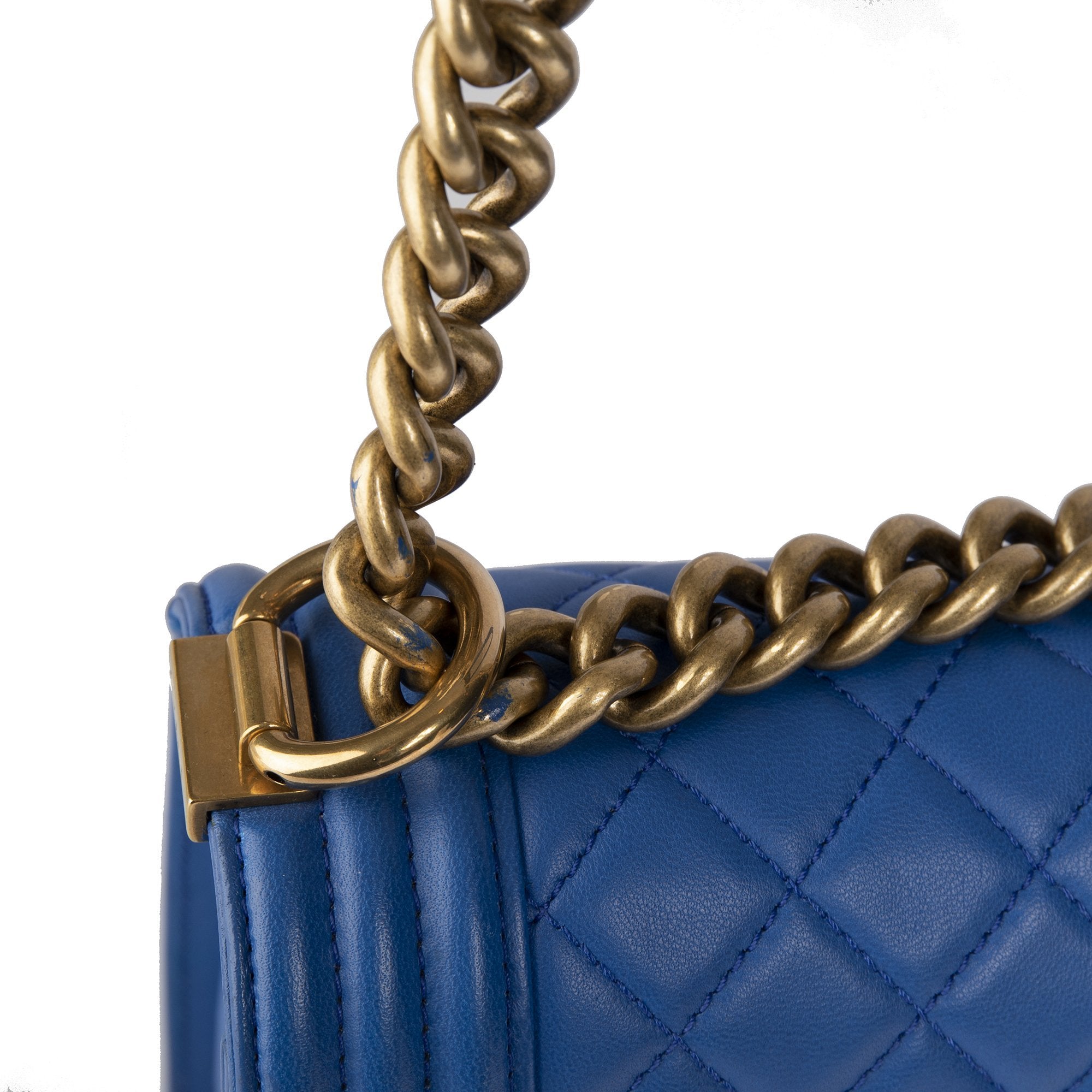 Chanel Blue Medium Boy Bag w/ Box & Authenticity Card