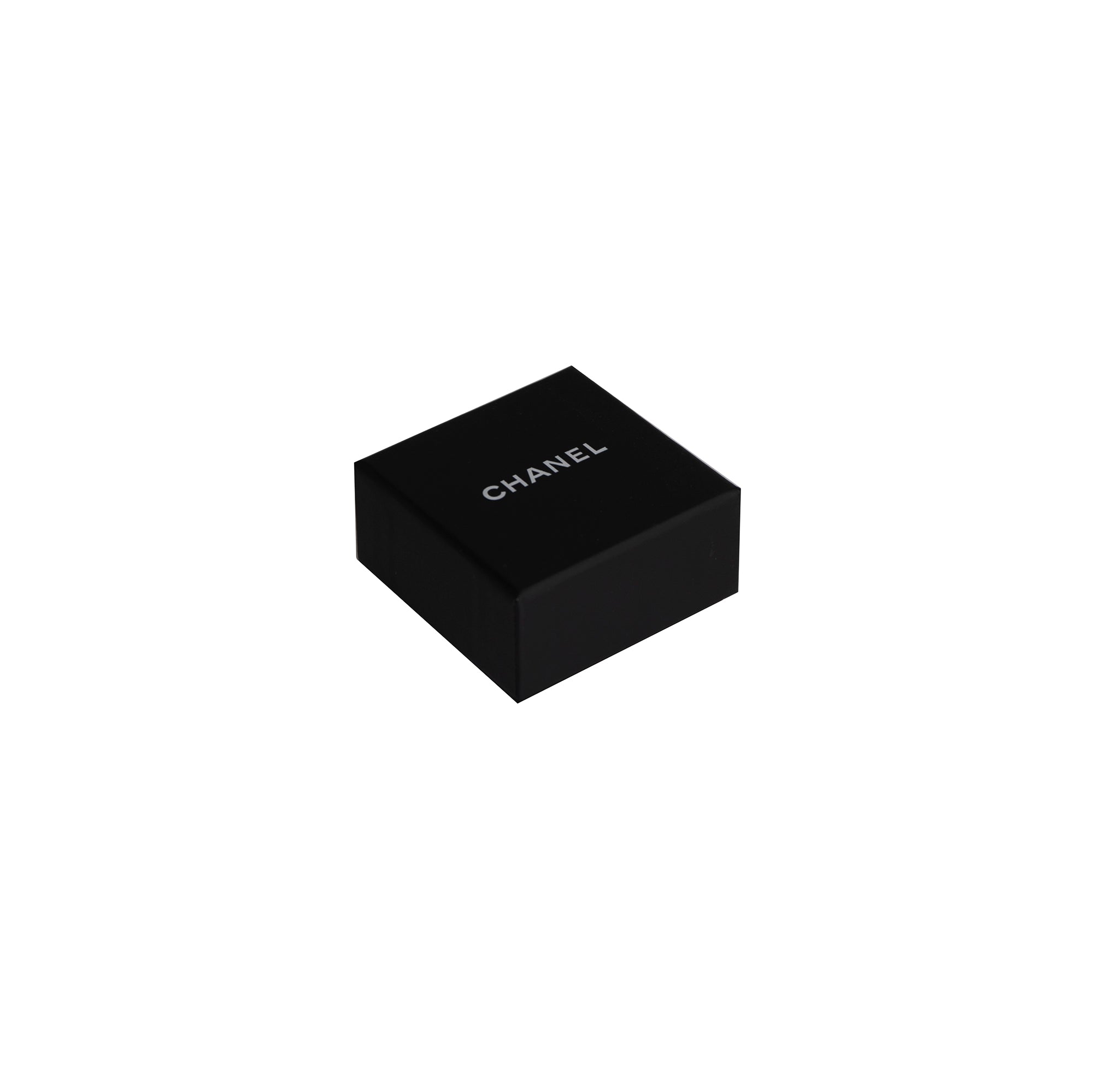 Chanel Brown & White Crystal CC Stud Earrings w/ Box