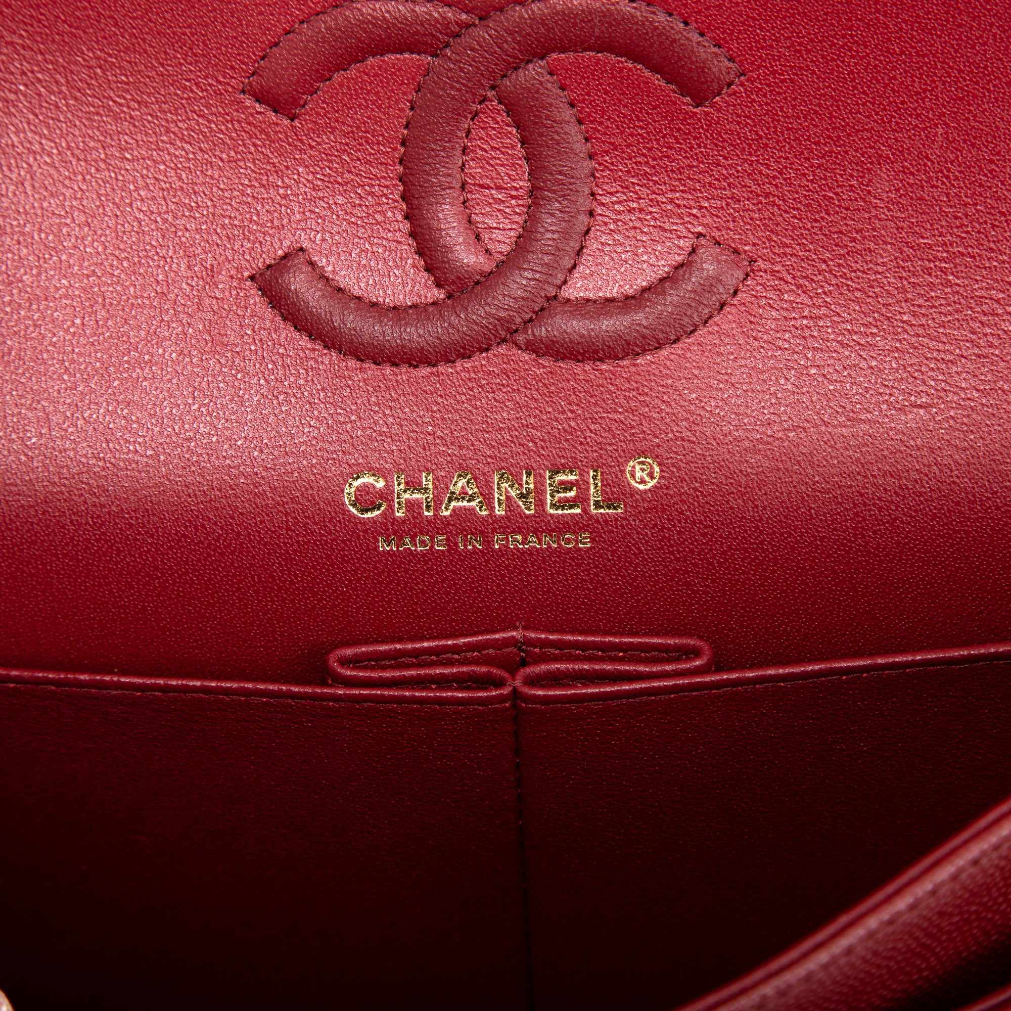 Chanel Burgundy Caviar Small Classic Double Flap Bag w/ Box & Authenticity Card
