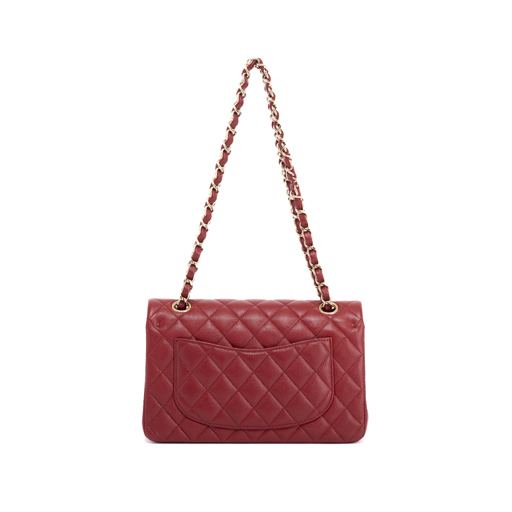Chanel Burgundy Caviar Small Classic Double Flap Bag w/ Box & Authenticity Card