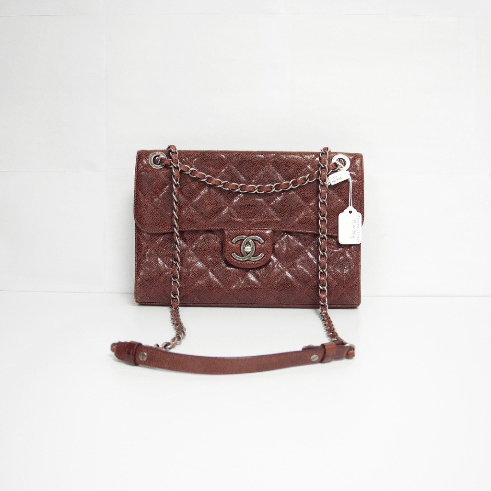 Chanel Burgundy Crave Flap Bag in Caviar Leather