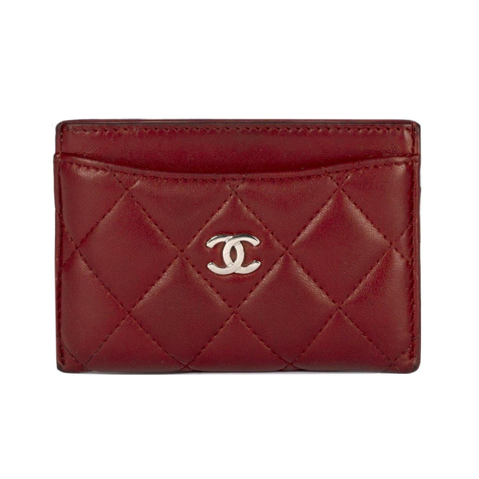 Chanel Burgundy Lambskin Classic Card Holder