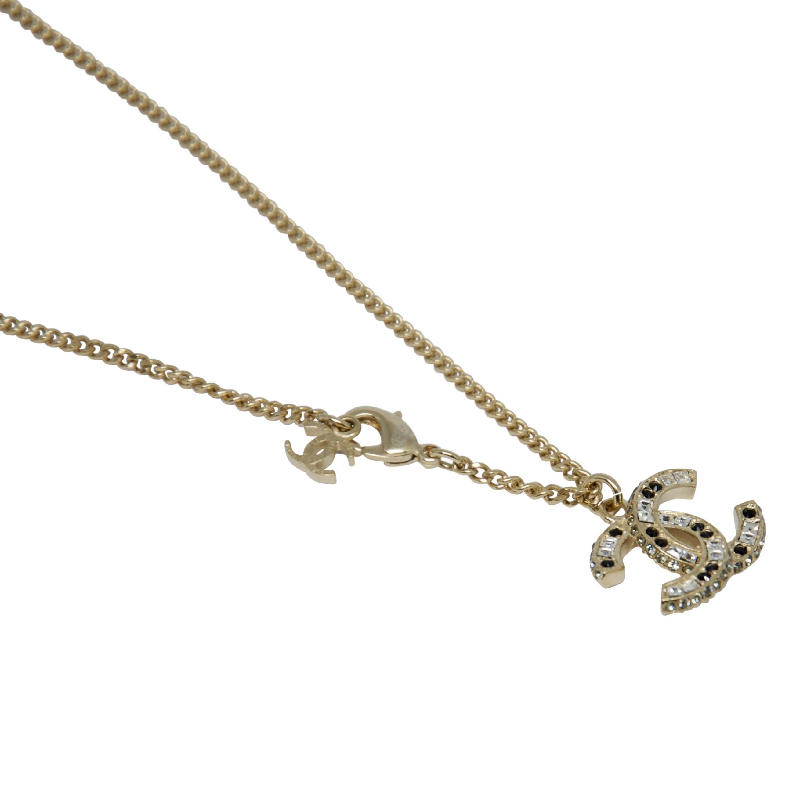 Chanel CC Crystal Pendant Necklace