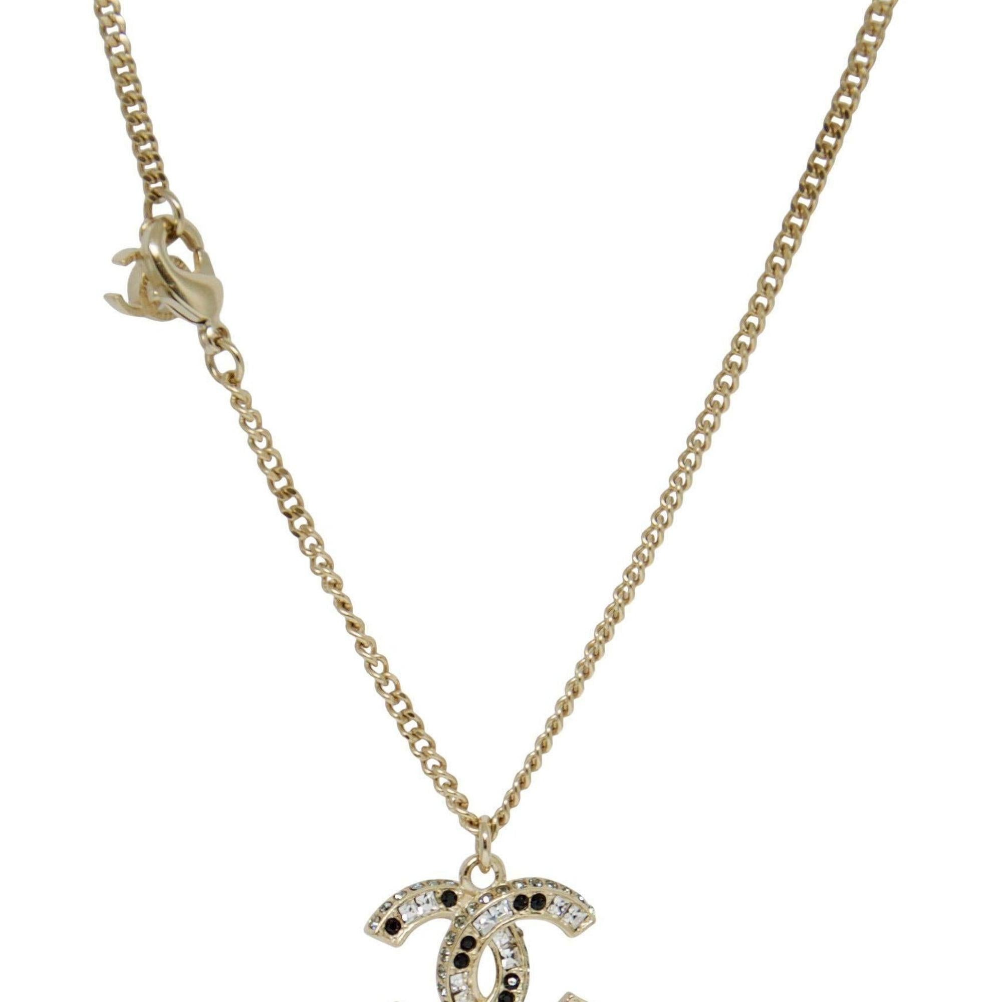 Chanel CC Crystal Pendant Necklace