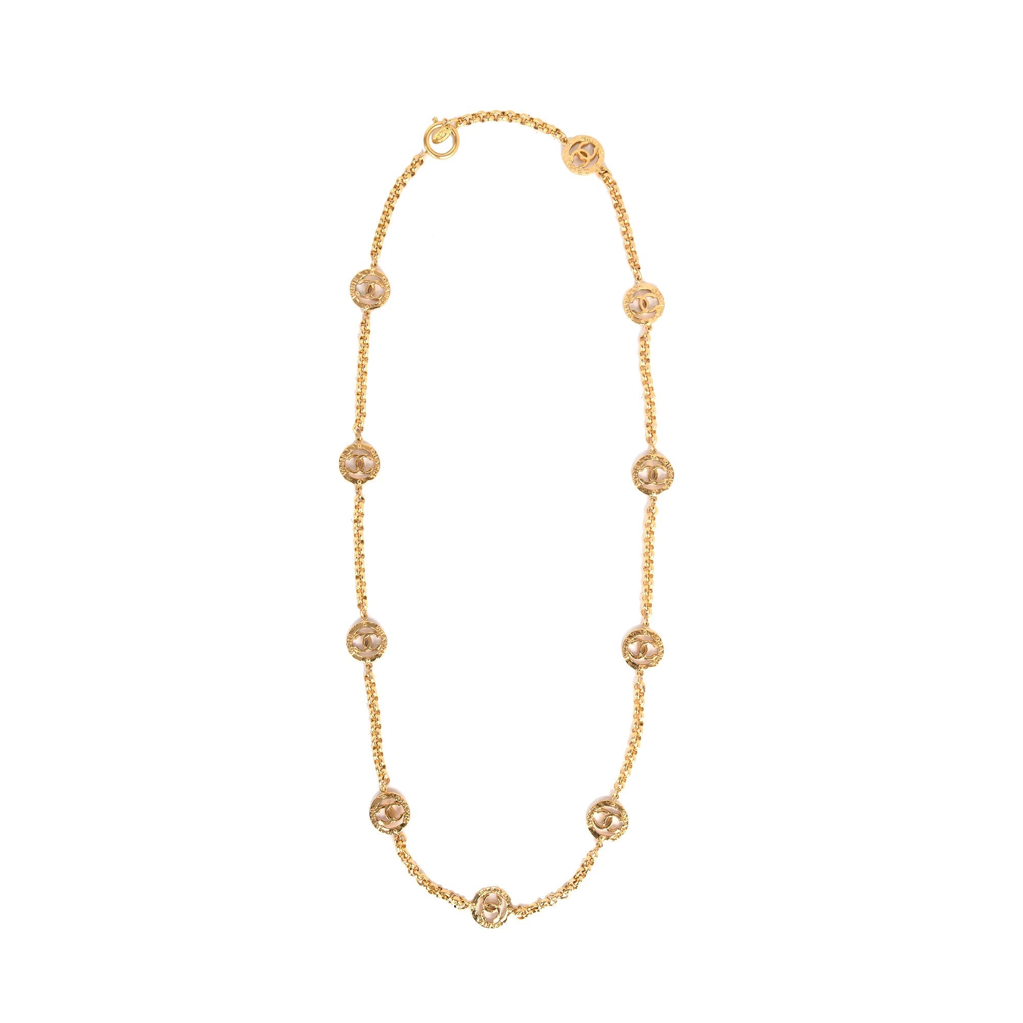 Chanel CC Logo Charm Station Necklace